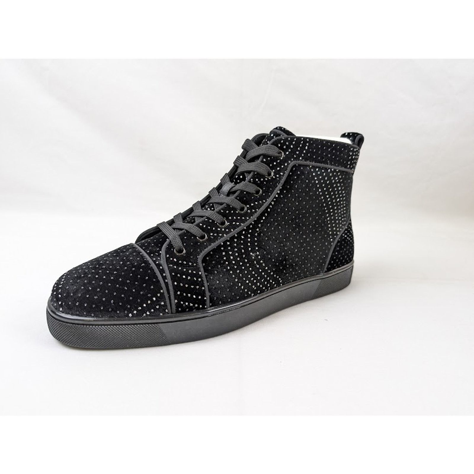 Christian Louboutin o1rshd1 Louis Orlato Flat Hi-Top Sneakers in Black/Silver Size US 11 / EU 44 - 4 Thumbnail
