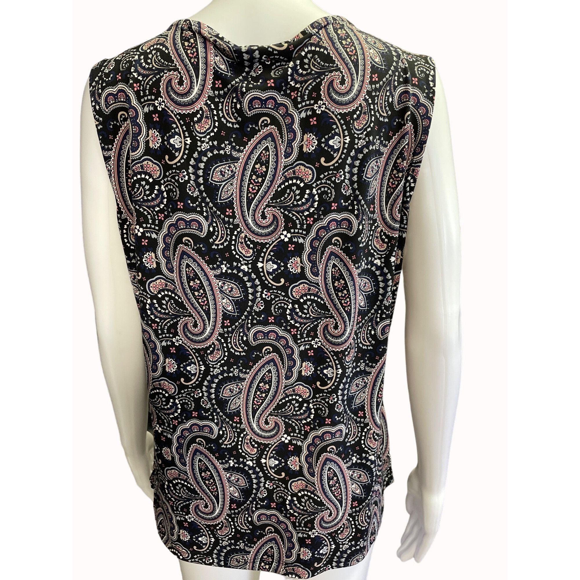 Tommy Hilfiger Tommy Hilfiger Women's Blue Sleeveless Paisley Design Shirt Size XL / US 12-14 / IT 48-50 - 4 Thumbnail