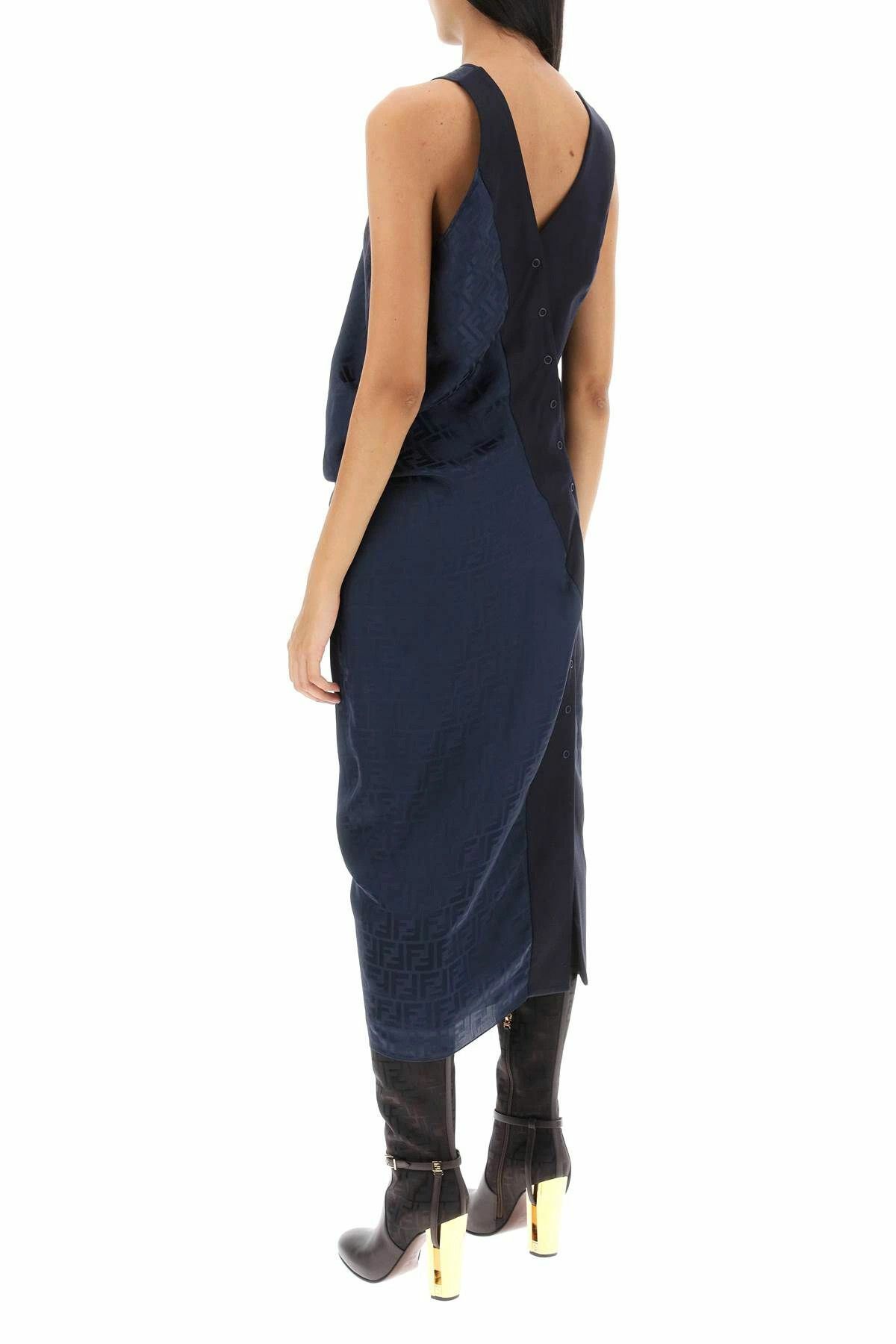 Fendi o1B3y1r0326 Midi Dress in Midnight Blue Size M / US 6-8 / IT 42-44 - 4 Thumbnail