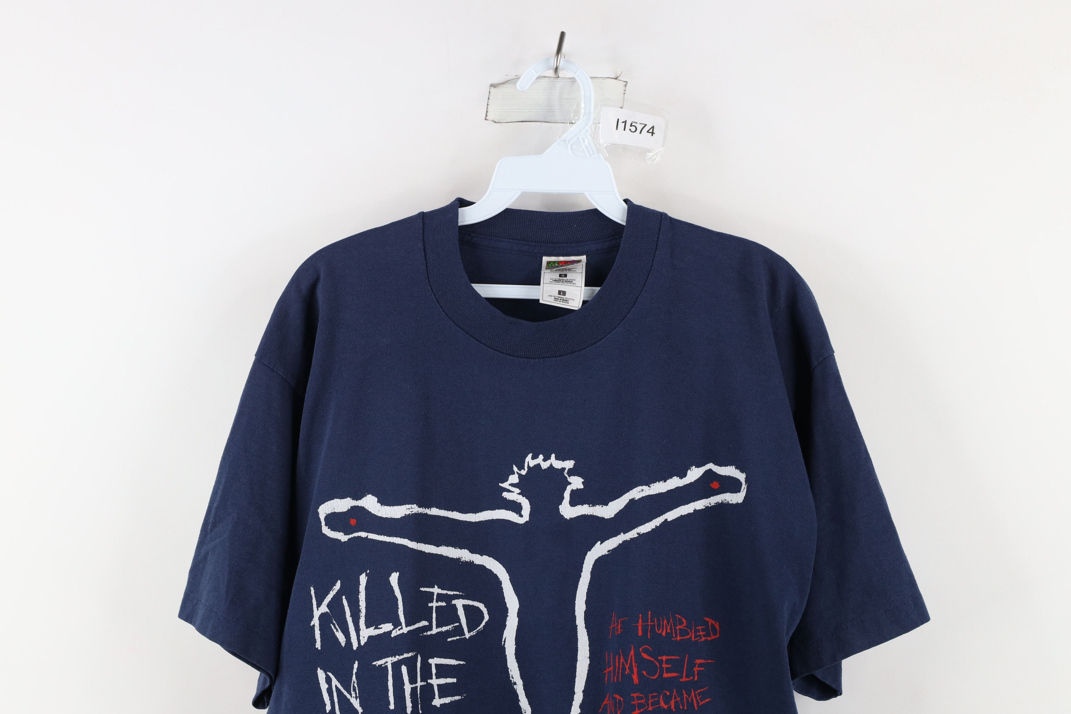 Vintage Vintage 90s Jesus Killed In the Line of Duty T-Shirt Size US L / EU 52-54 / 3 - 2 Thumbnail