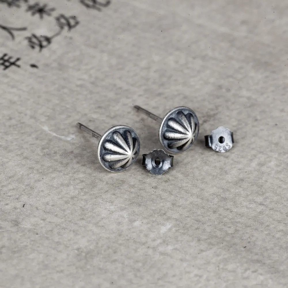 Jewelry Cloth Button Stud Earrings 925 Sterling Silver Ear Gift Size ONE SIZE - 5 Thumbnail