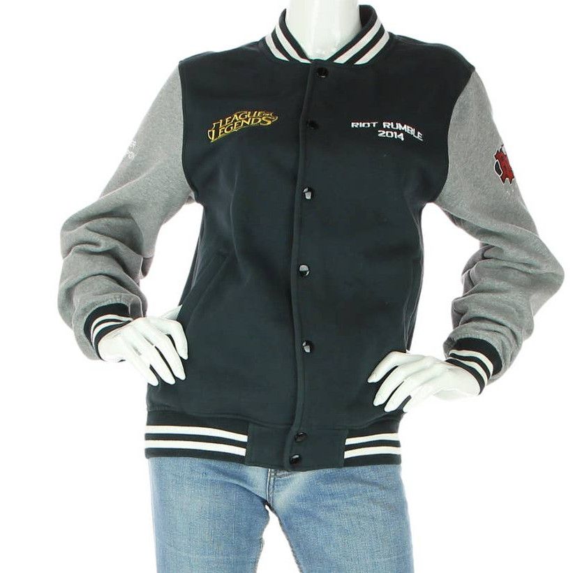 image of League Of Legends Riot Rumble 2014 Silver Champion Jacket in Black, Men's (Size XS)