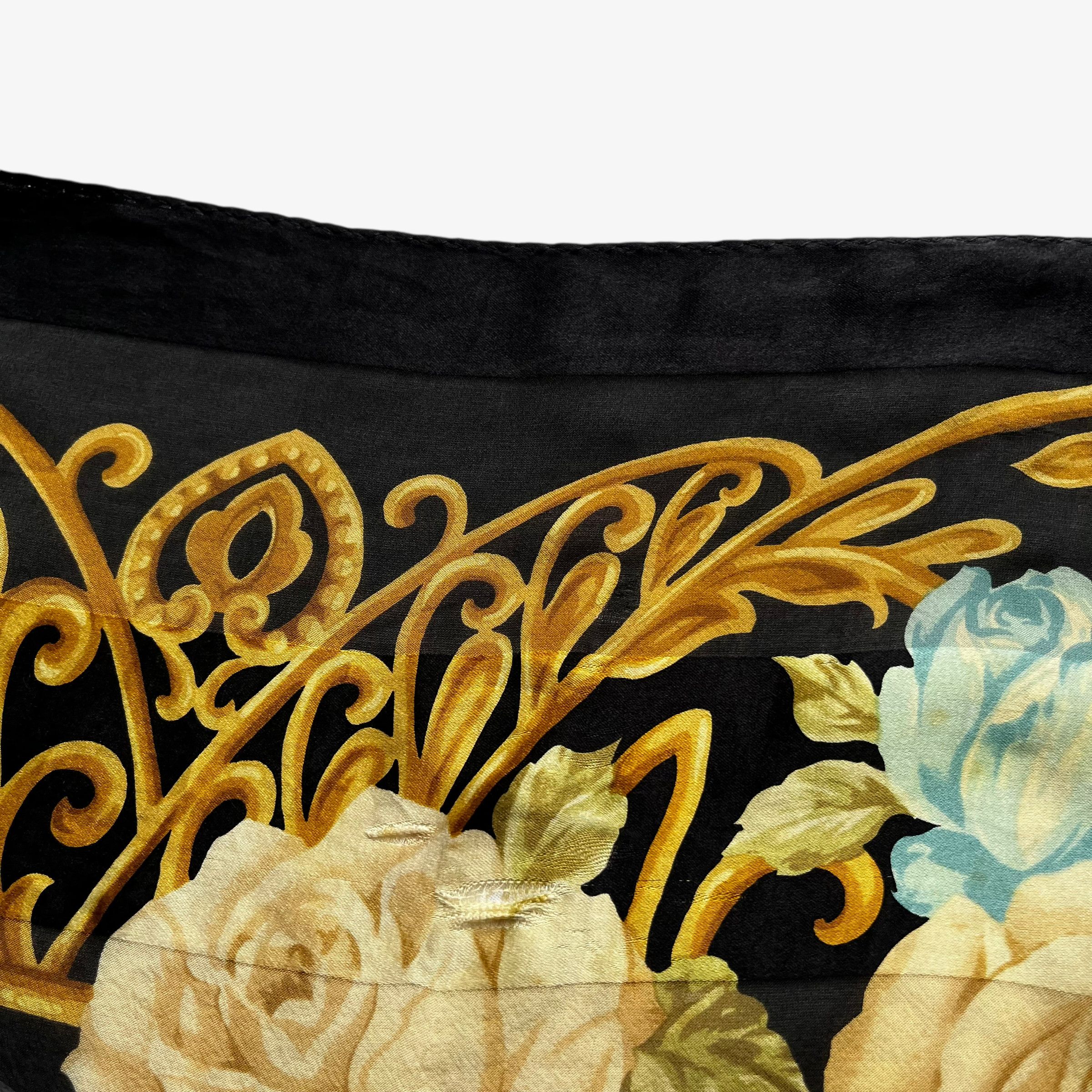 Paolo Gucci Vintage 80s Paolo Gucci Art Deco Floral Print Silk Scarf Size ONE SIZE - 6 Thumbnail