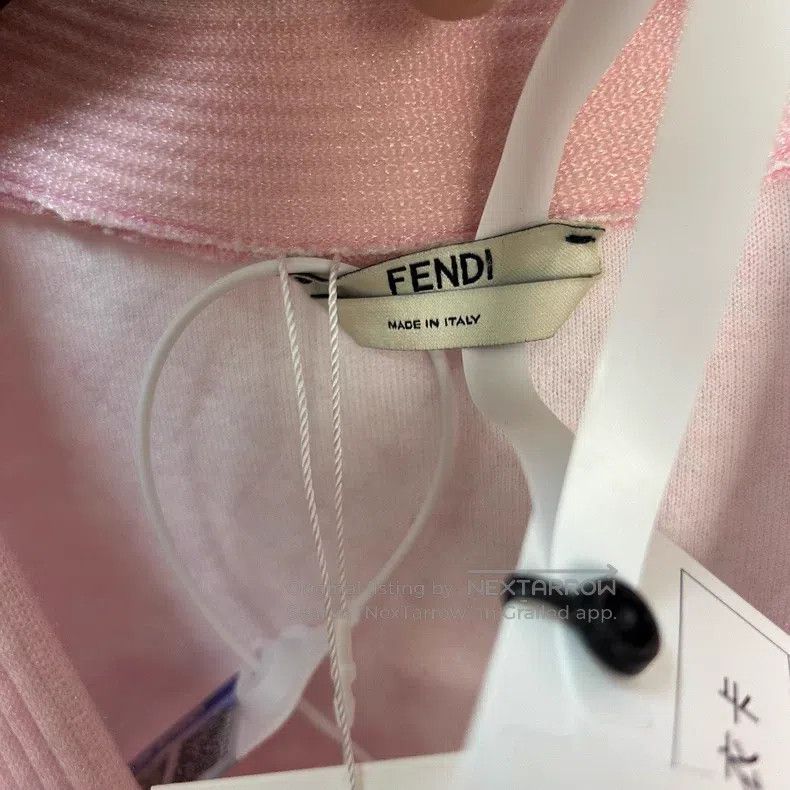 Fendi Fendi Pink Embossed Viscose Fibre Cardigan Size S / US 4 / IT 40 - 3 Thumbnail