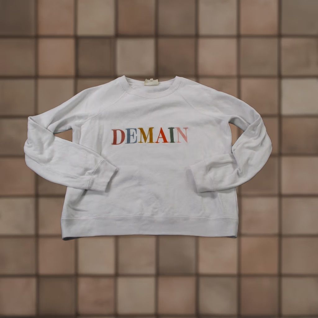 Vintage Sezane Sweatshirt Womens S White Demain Pullover Sweater Casual Size S / US 4 / IT 40 - 1 Thumbnail