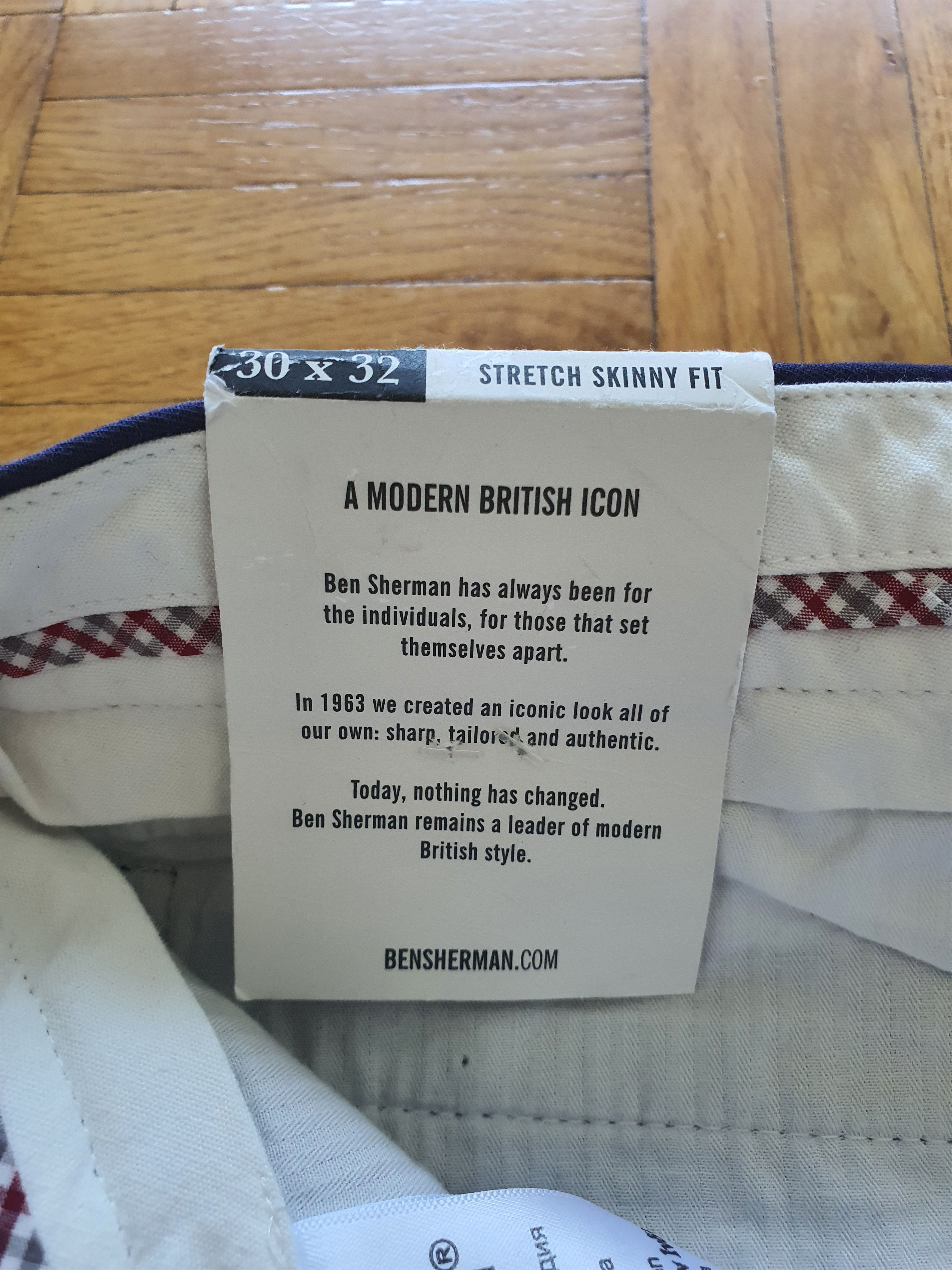Ben Sherman Skinny Stretch Chinos (Pants Trousers) - BNWT - W30 L32 Size US 30 / EU 46 - 8 Thumbnail
