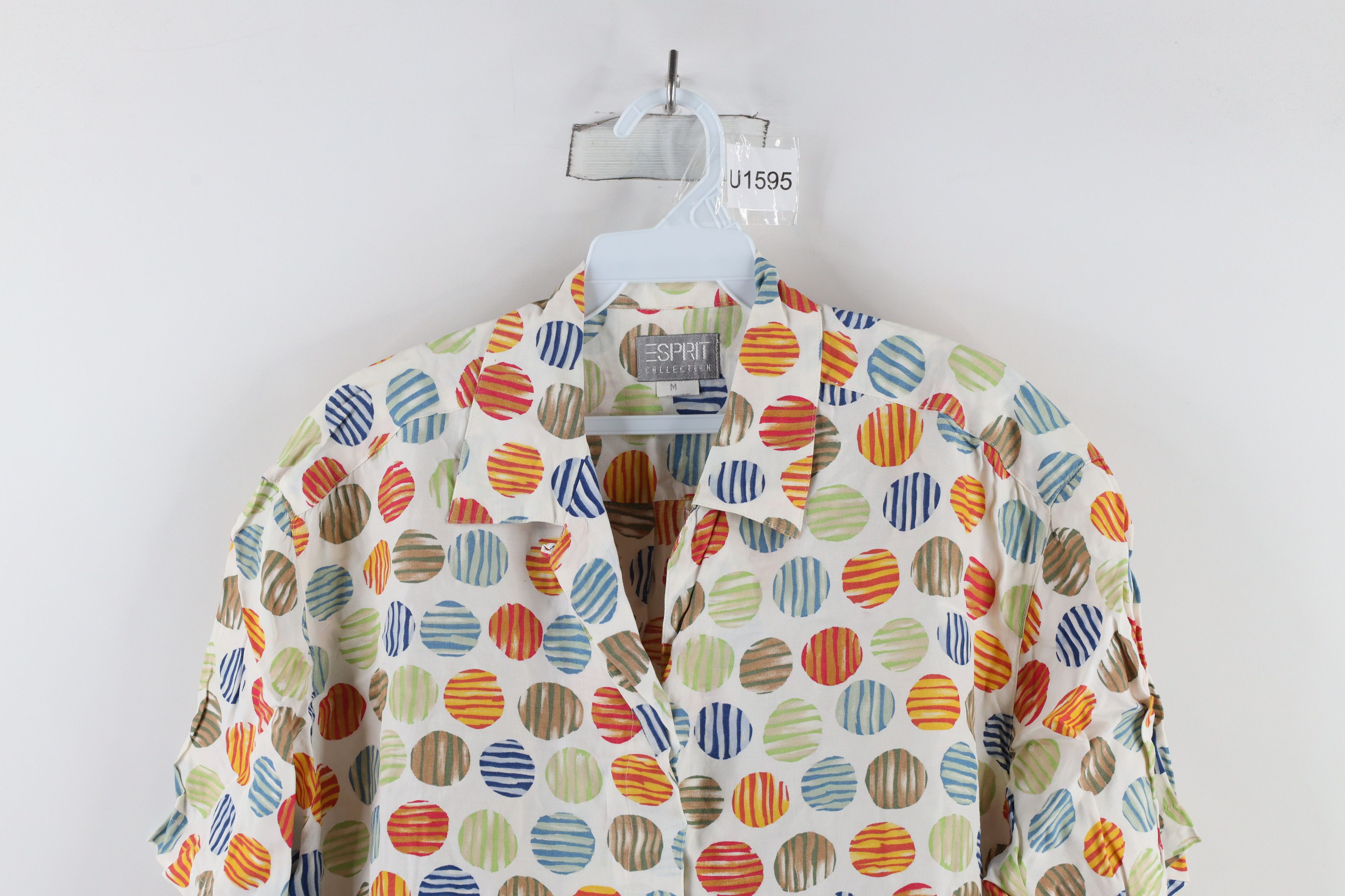 Esprit × Vintage Vintage 90s Esprit Dot Looped Collar Button Shirt Rayon Size M / US 6-8 / IT 42-44 - 2 Thumbnail