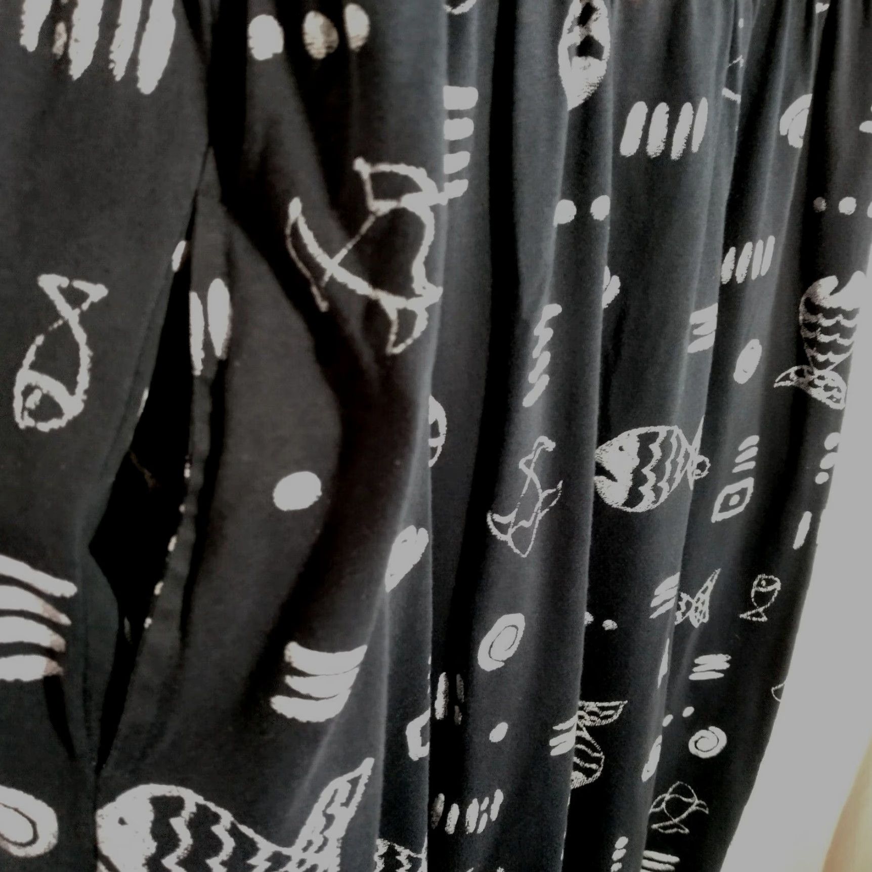 Basic Editions Vintage Basic Editions Women’s Midi Dress Black Sleeveless Boho Fish Pattern Casual Summer Fall Spring Vacation Size L / US 10 / IT 46 - 6 Thumbnail