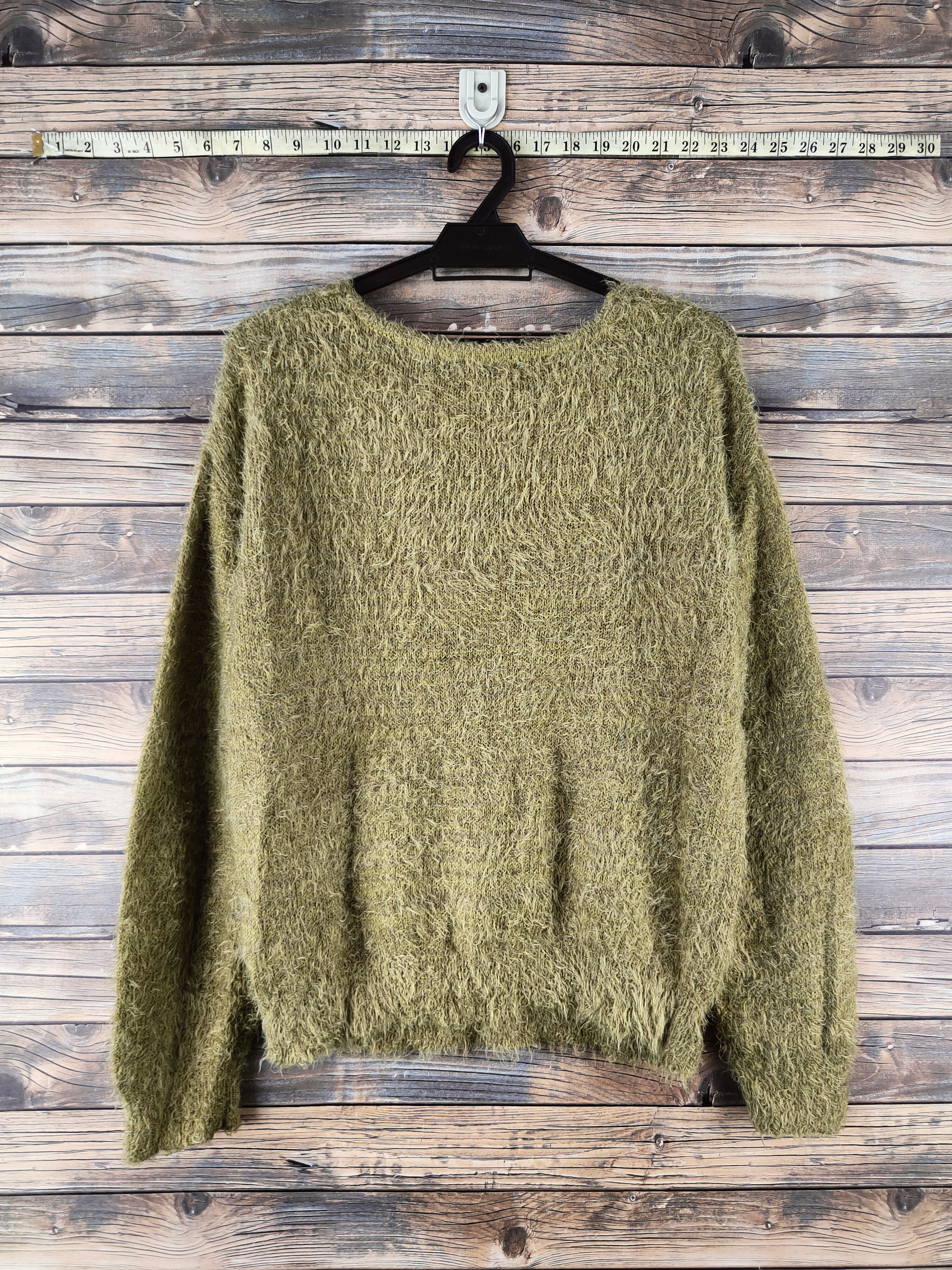 Japanese Brand DL Mouvoir Femme Green Fur Mohair Knitwear #46-930 Size L / US 10 / IT 46 - 7 Thumbnail