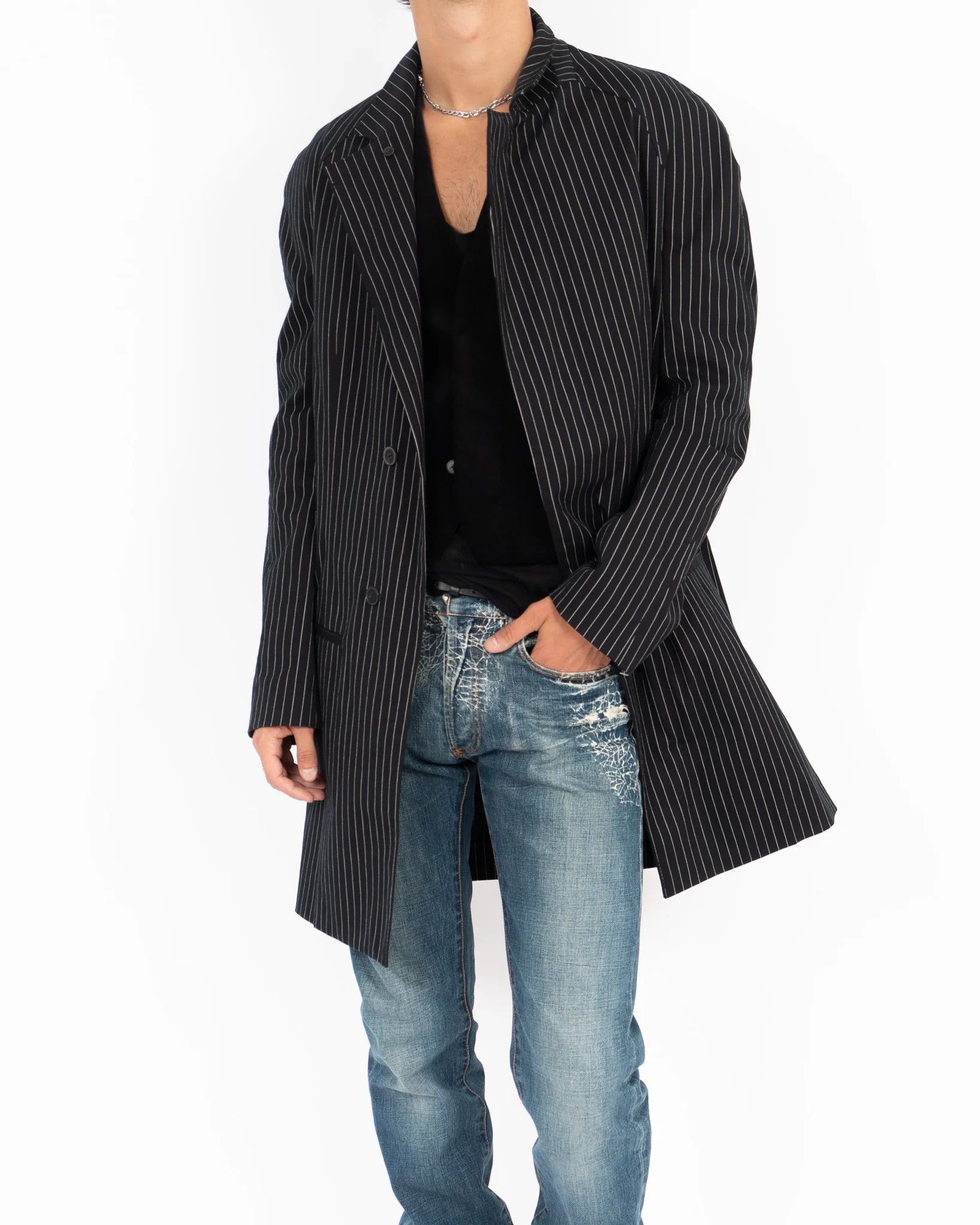 Haider Ackermann SS18 Black & White Striped Cotton Coat Size US M / EU 48-50 / 2 - 2 Thumbnail