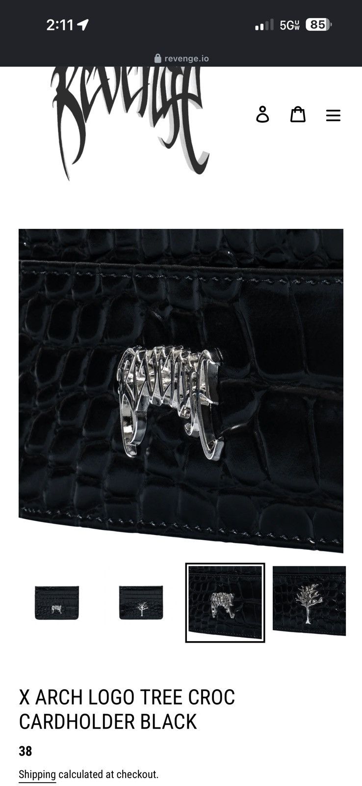 Revenge Revenge X Arch Logo Tree Croc Cardholder Black Size ONE SIZE - 5 Thumbnail