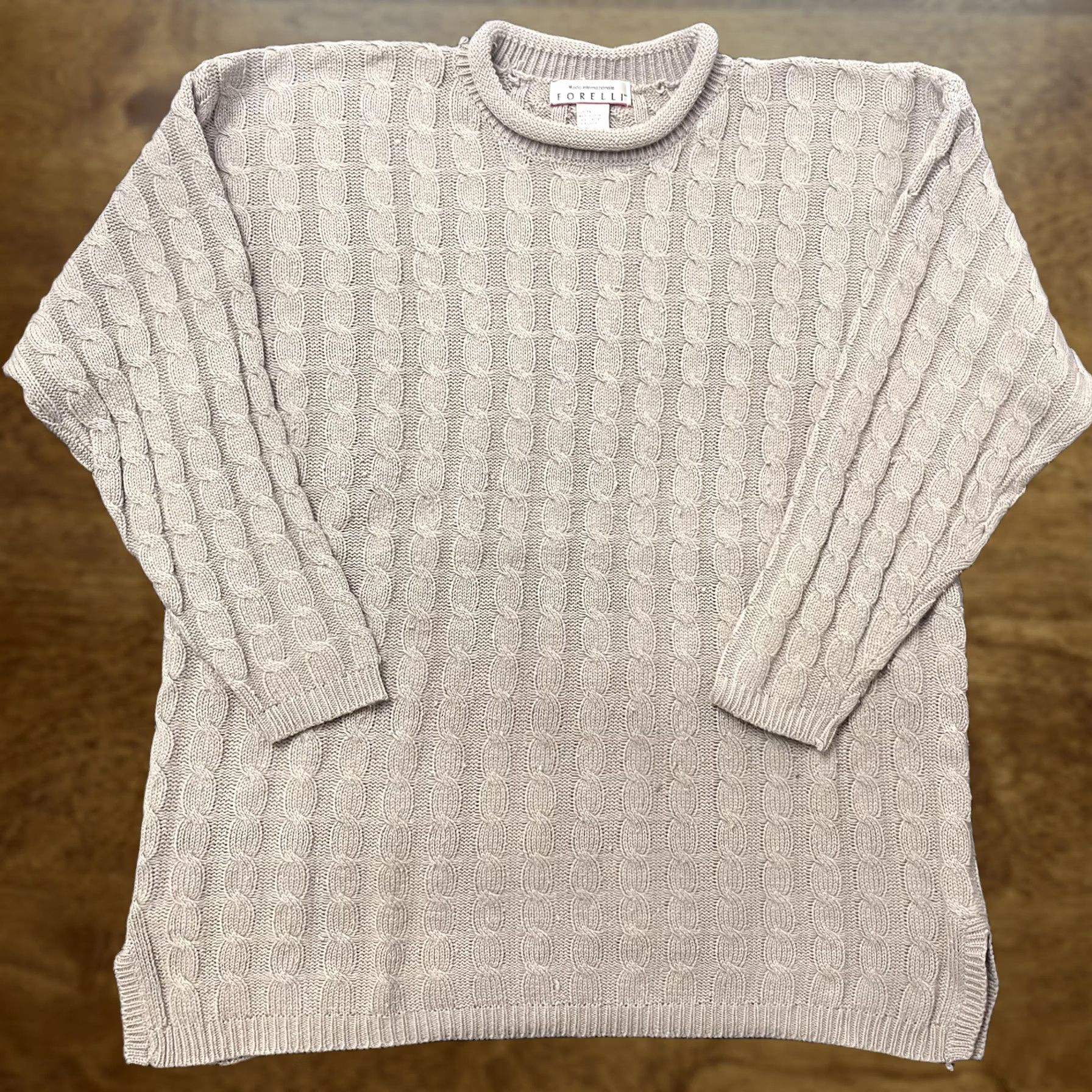 Vintage VINTAGE Forelli Sweater Womens 3X Plus Beige Cable Knit Crew Neck Long Sleeve Size XXL / US 16-18 / IT 52-54 - 1 Thumbnail