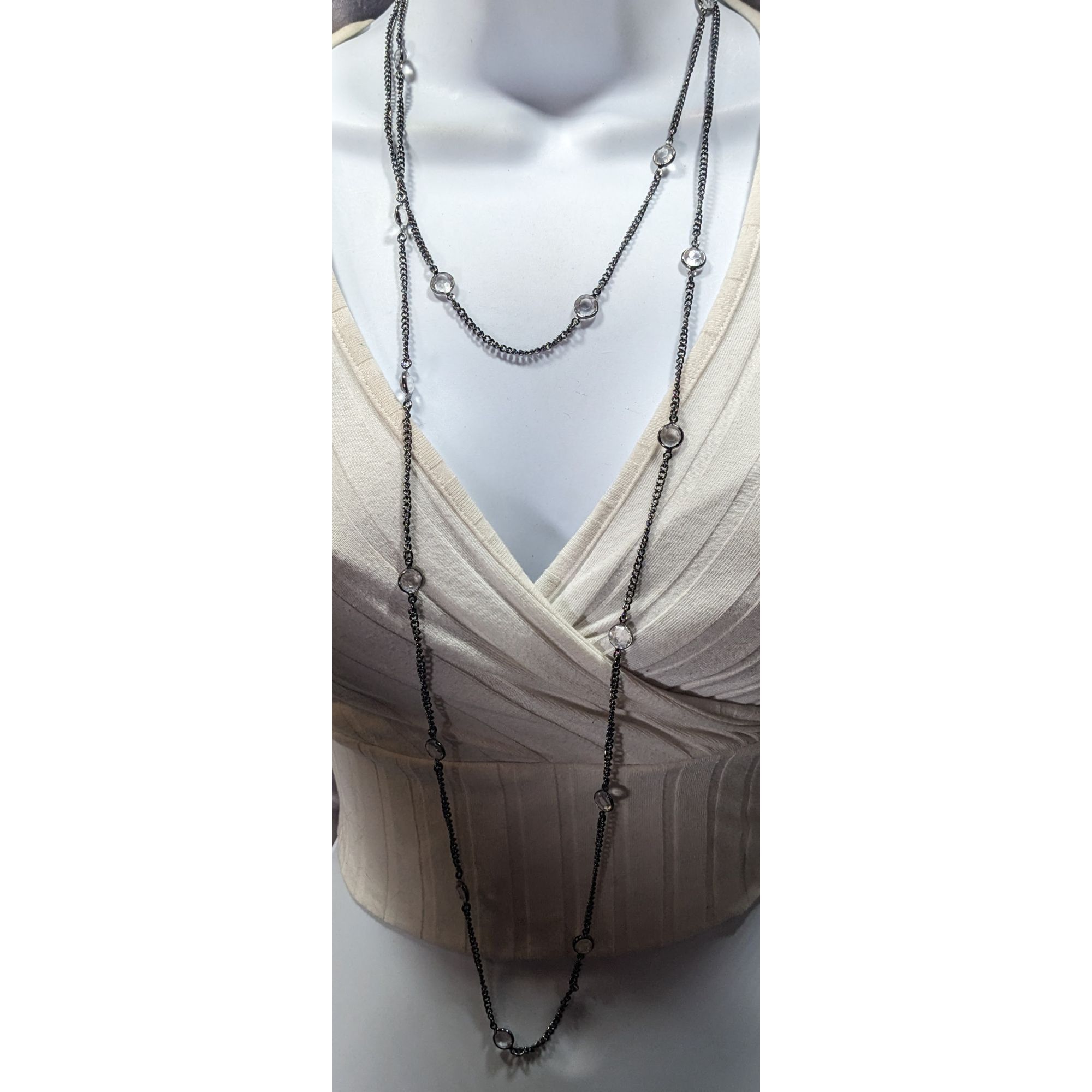 Other Premier Designs Glam Goth Gunmetal Clear Gemmed Station Neck Size ONE SIZE - 3 Thumbnail