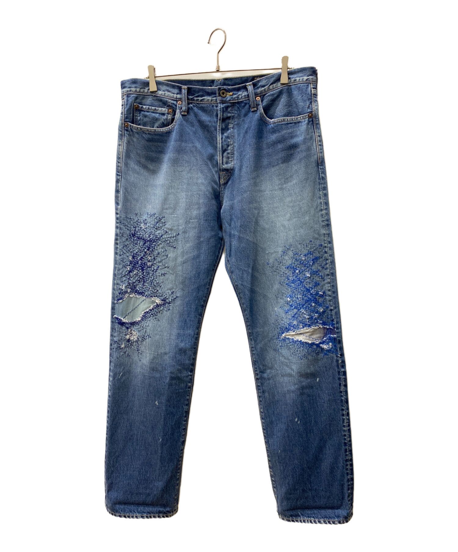 Kapital KAPITAL Distressed Denim Pants Blue W28 Size US 37 - 1 Thumbnail