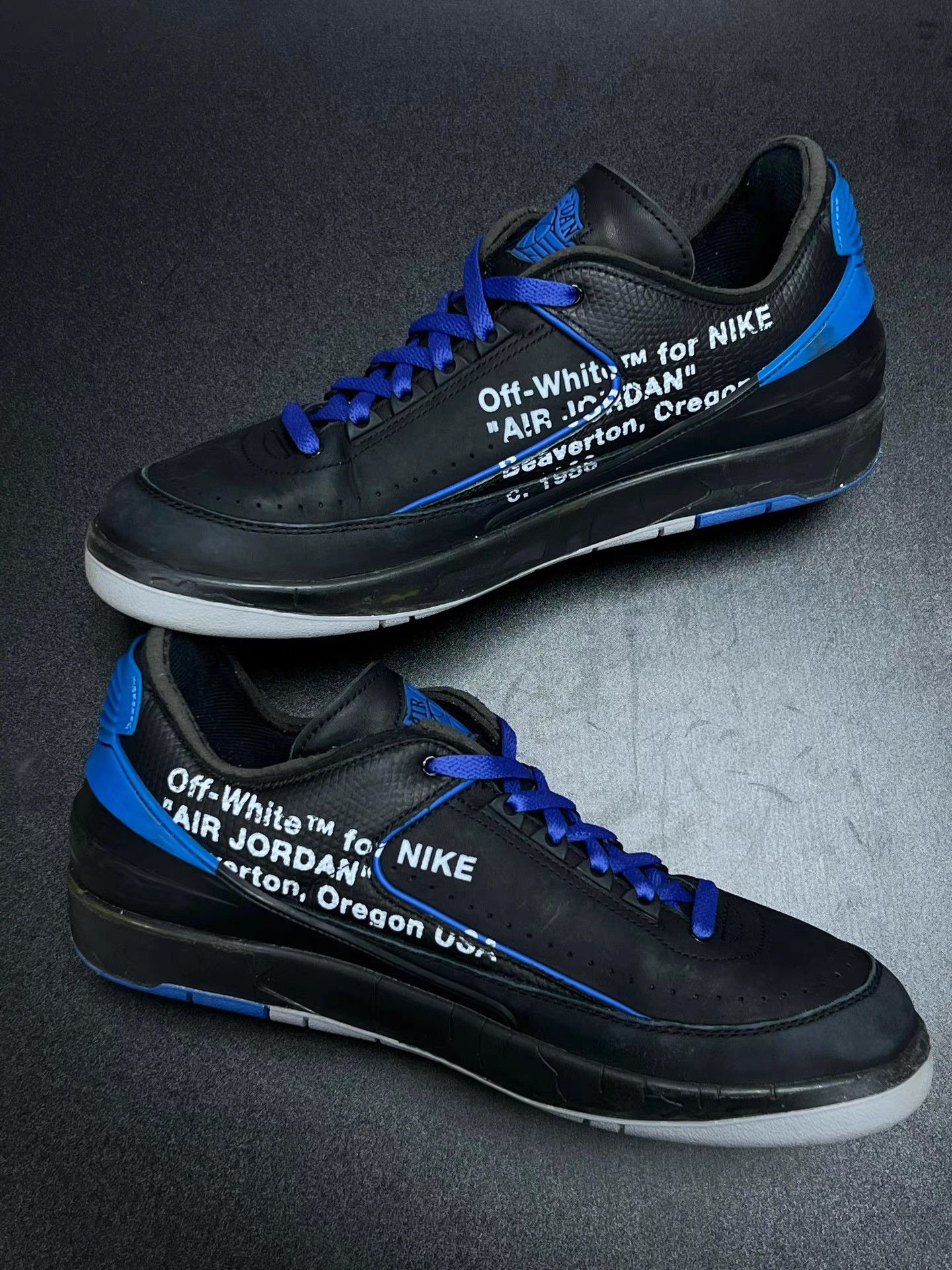 Nike Air Jordan 2 x OFF-WHITE Deconstructed Low Black Blue K15 Size US 12.5 / EU 45-46 - 6 Thumbnail