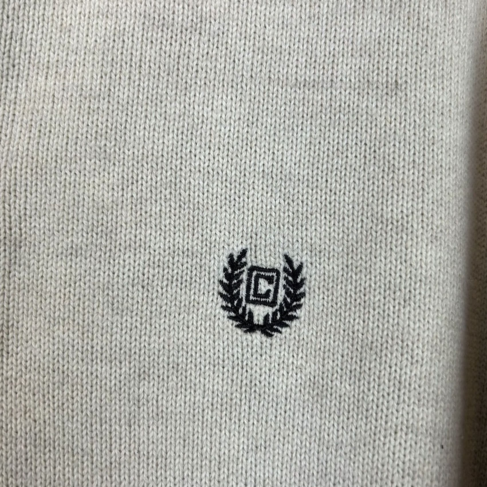 Chaps Chaps Sweater Mens L Ivory Quarter Button Knit Cotton Brown Elbow Patch Read Size US L / EU 52-54 / 3 - 4 Thumbnail