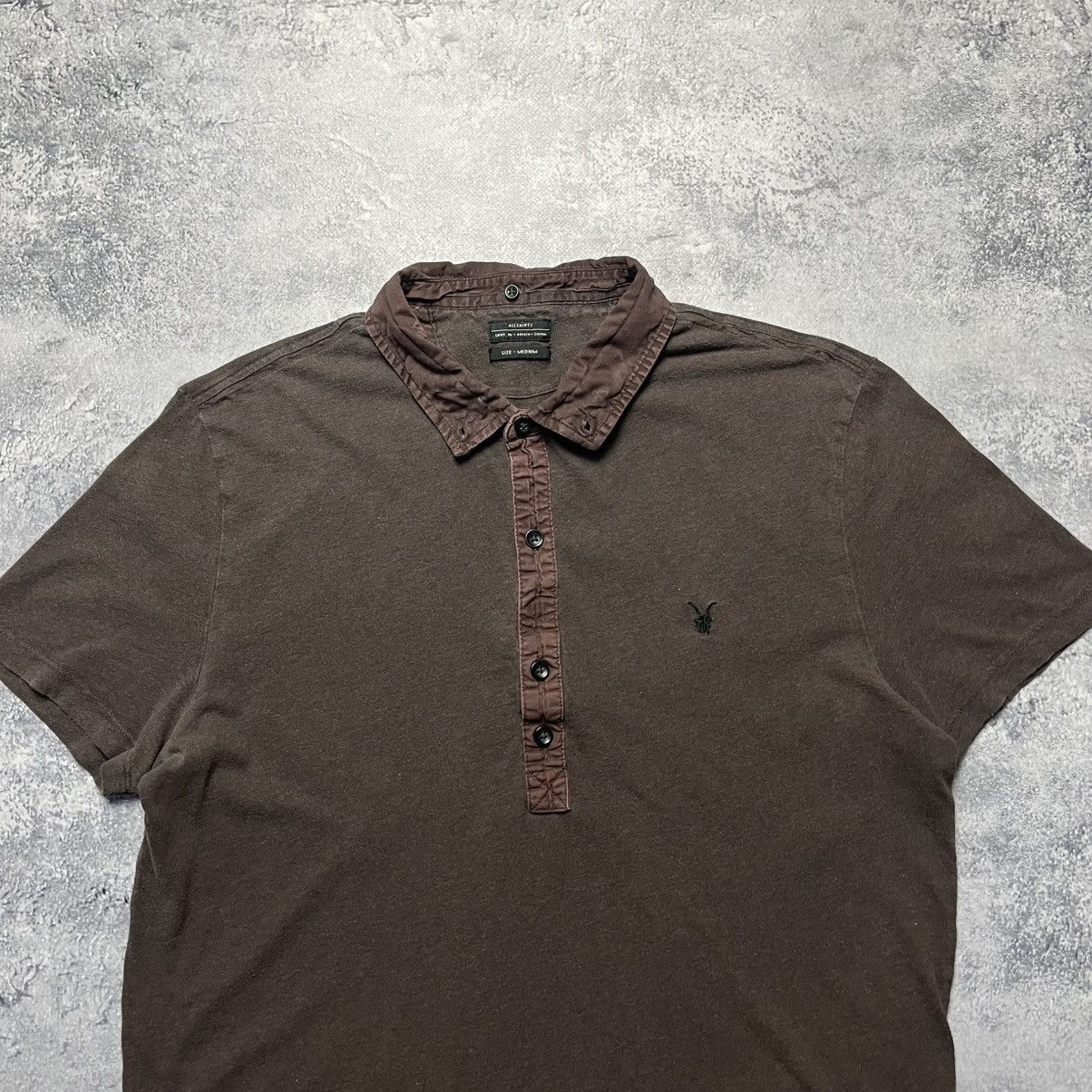 Allsaints Vintage Allsaints Brown Polo Shirt Streetwear Y2K Designer Size US M / EU 48-50 / 2 - 2 Thumbnail