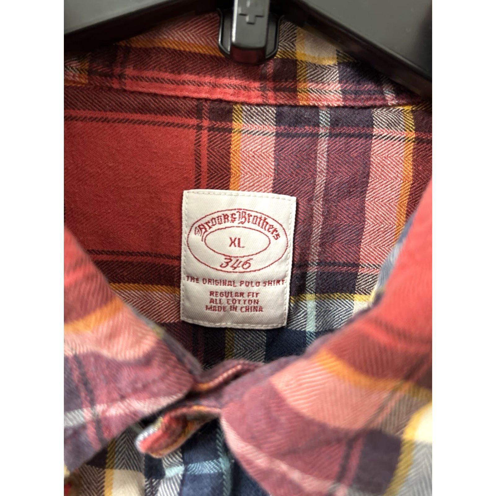 Brooks Brothers Brooks Brothers Original Polo Shirt Mens XL Red Herringbone Flannel Regular Fit Button-Up Size US XL / EU 56 / 4 - 6 Thumbnail