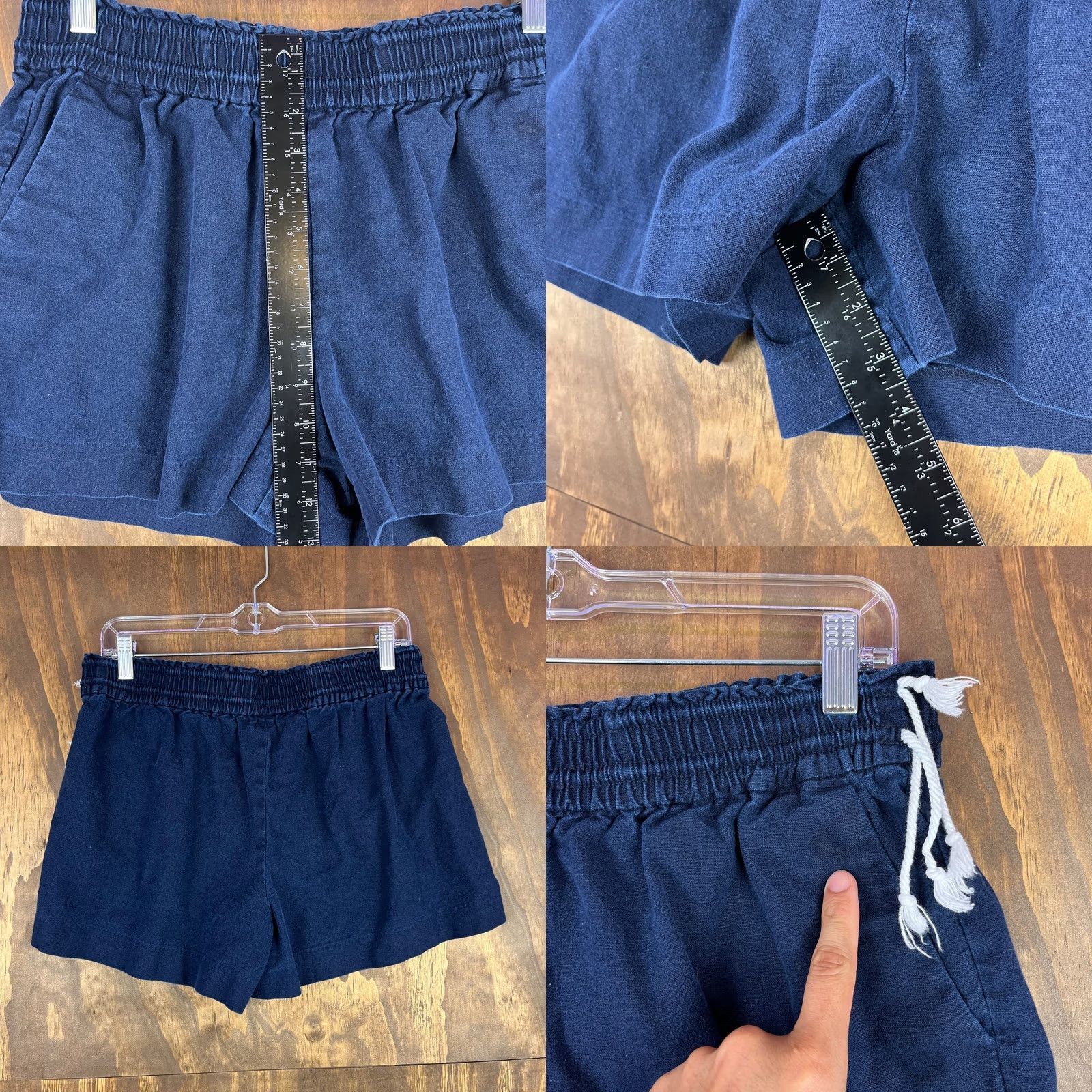J.Crew J. Crew Womens Shorts Navy Blue Linen Cotton Drawstring Pull On Medium Size 32" / US 10 / IT 46 - 8 Thumbnail
