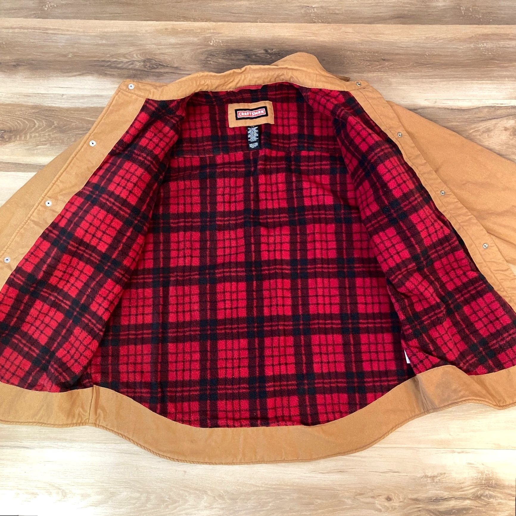 Vintage Craftsman Men L Canvas Plaid Fleece Lined Work Jacket Snap Button Shirt Coat Size US L / EU 52-54 / 3 - 5 Thumbnail