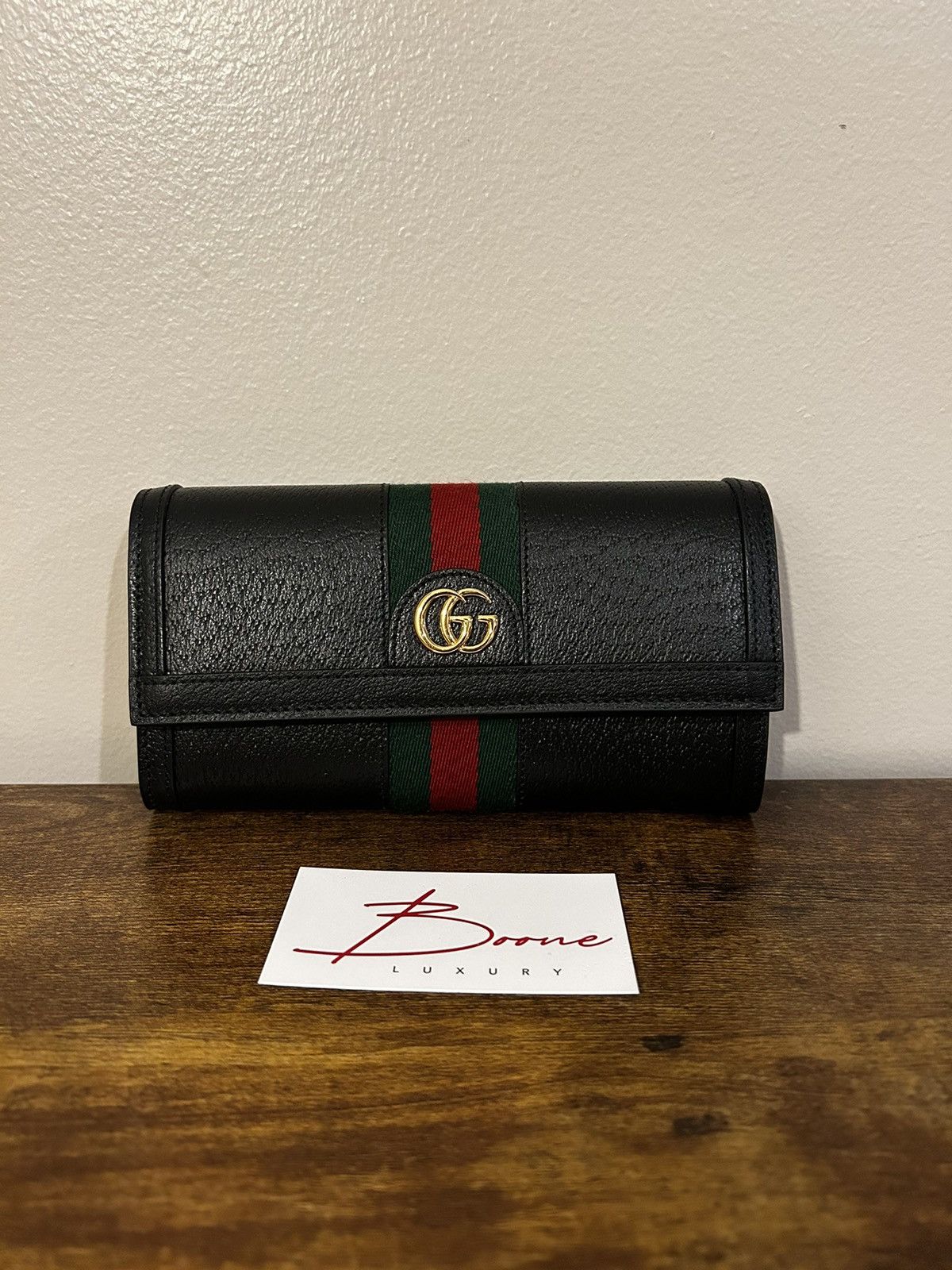 image of Gucci Black Ophida Continental Long Wallet, Women's
