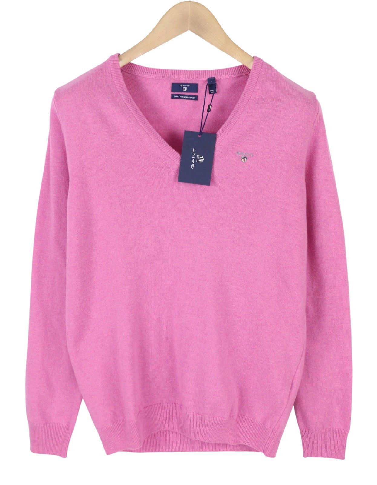 Gant EXTRAFINE LAMBSWOOL V-NECK L Light Fuchsia Knit 88065 Size L / US 10 / IT 46 - 3 Thumbnail