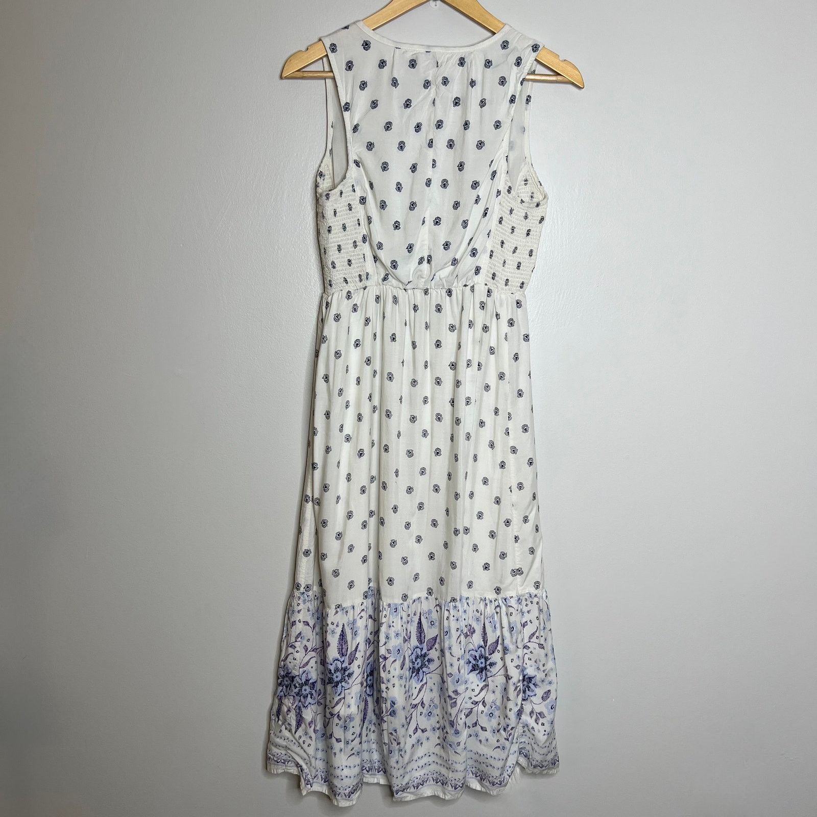 Old Navy Old Navy White Floral Fit and Flare Midi Dress Size S / US 4 / IT 40 - 5 Thumbnail
