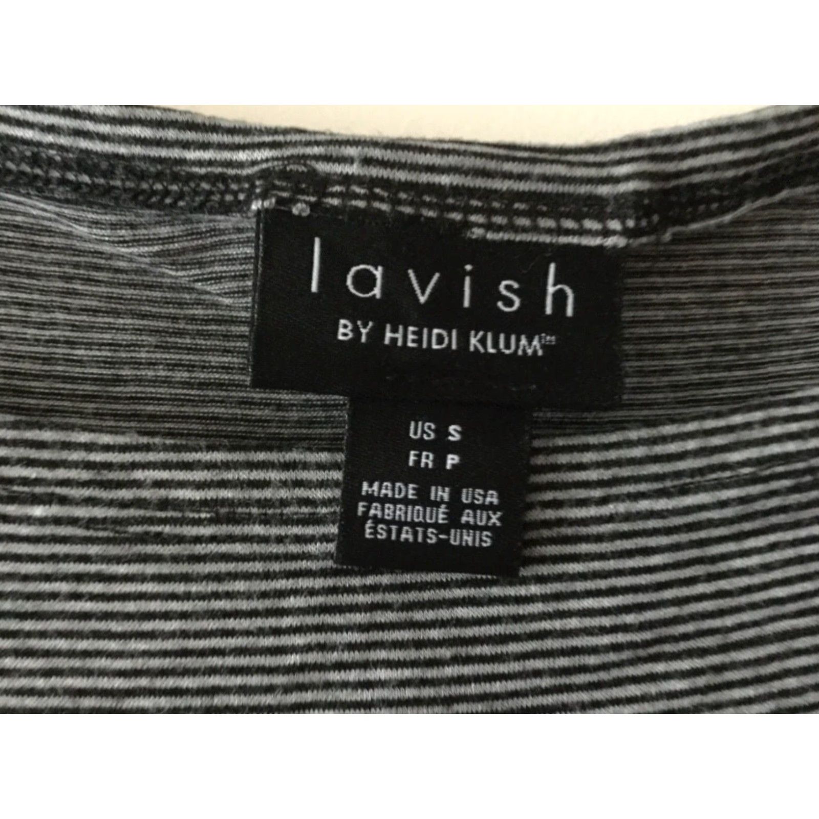 Vintage VINTAGE Lavish Maternity Blouse by Heidi Klum Size Small Short Sleeve Black Gray Striped Womens Size S / US 4 / IT 40 - 2 Thumbnail