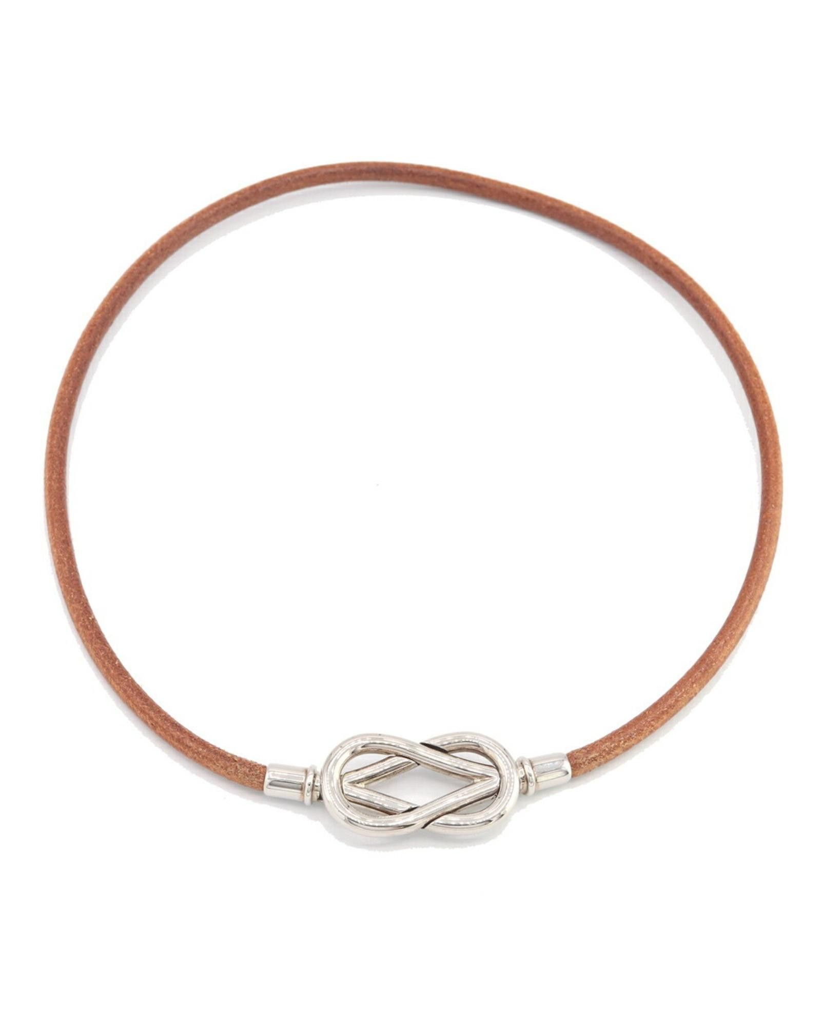 image of Brown Leather And Metal Bangle By Hermes, Women's