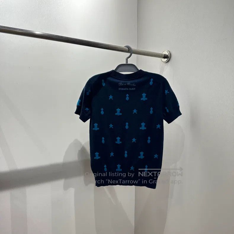 Hermes Hermes Embroidered pattern cashmere short sleeve Size XS / US 0-2 / IT 36-38 - 2 Thumbnail