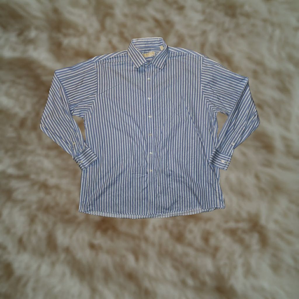 Michael Kors VINTAGE Michael Kors Button-Up Shirt Mens 17 1/2-34/35 Blue Long Sleeve Striped Preppy Size US XXL / EU 58 / 5 - 1 Thumbnail