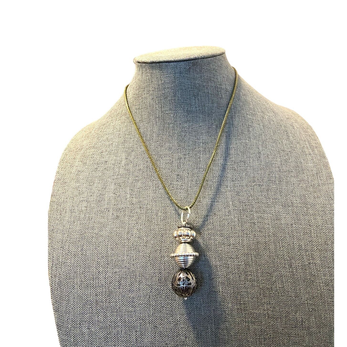 Handmade Upcycled metal bead pendant necklace Size ONE SIZE - 1 Thumbnail