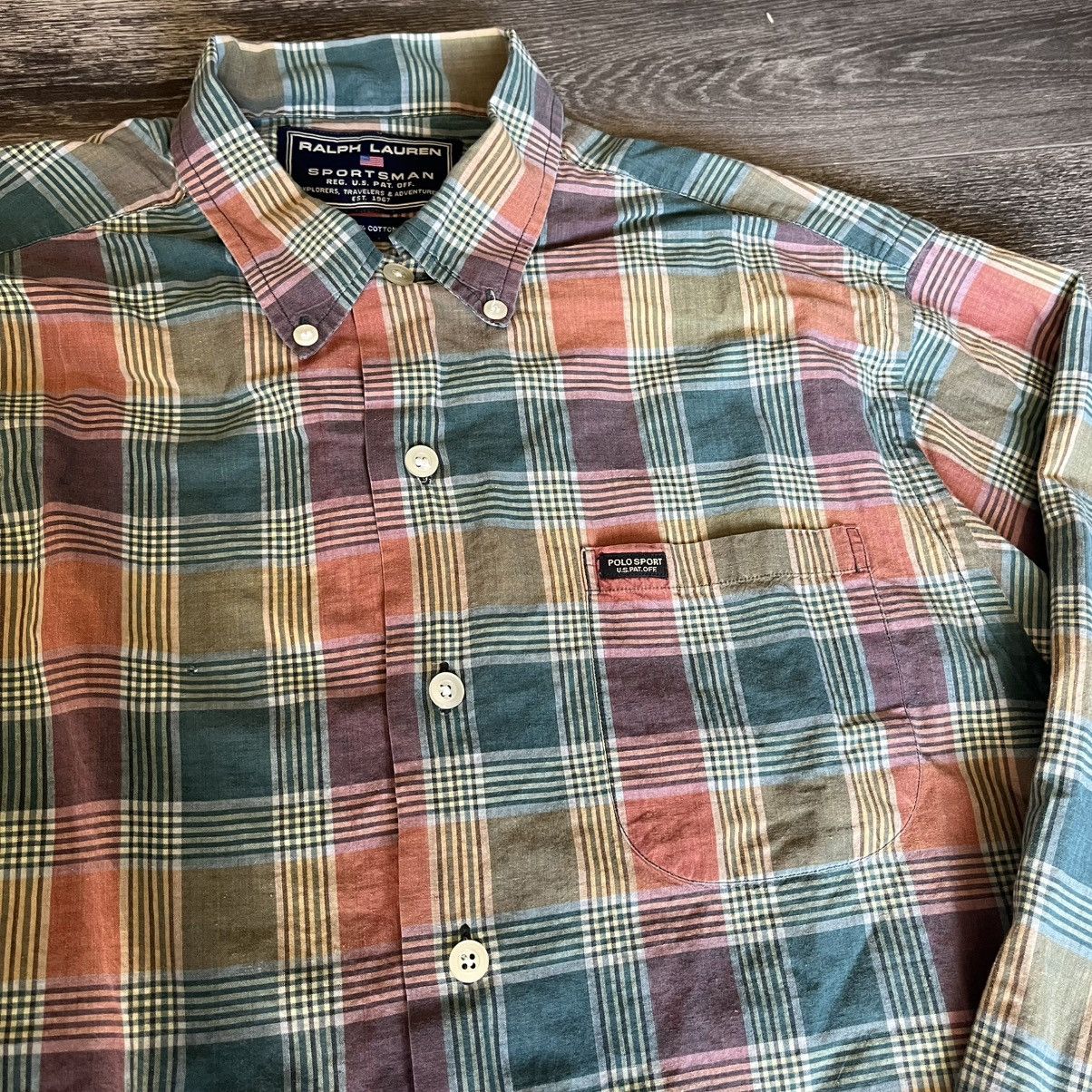 Polo Ralph Lauren × Ralph Lauren × Vintage Vintage Polo Ralph Lauren Sportsman Check Button Down Shirt Size US M / EU 48-50 / 2 - 2 Thumbnail