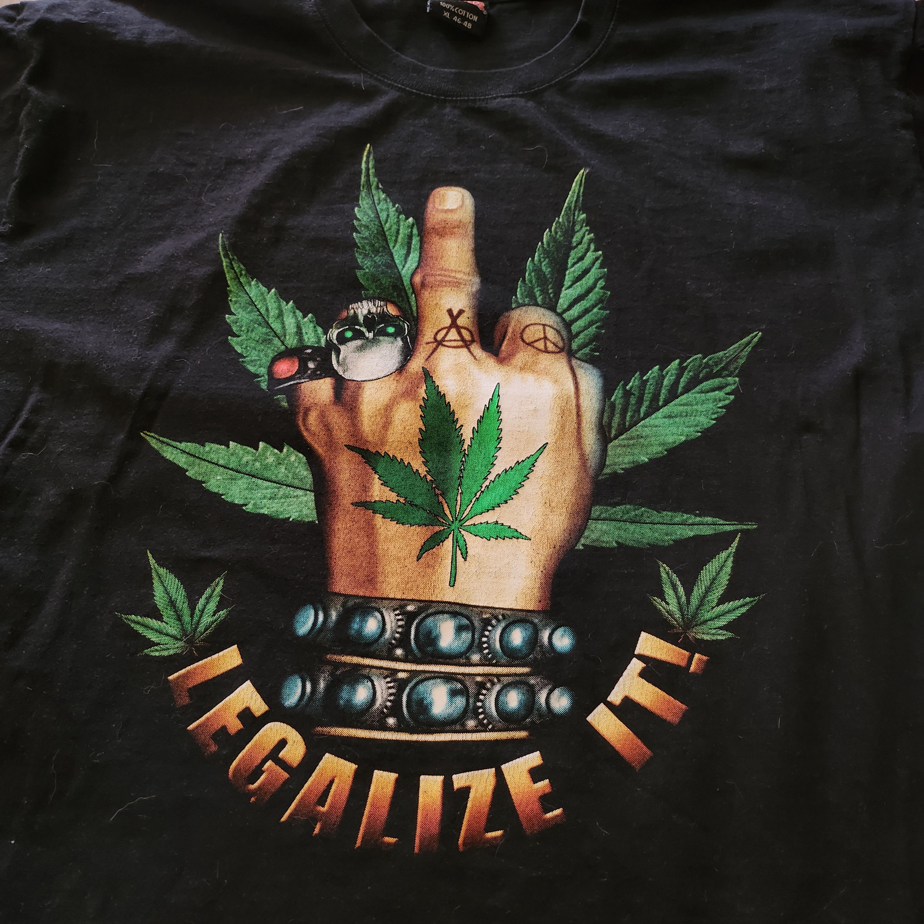 Vintage Legalize it Black T-shirt Weed Size US XL / EU 56 / 4 - 2 Thumbnail