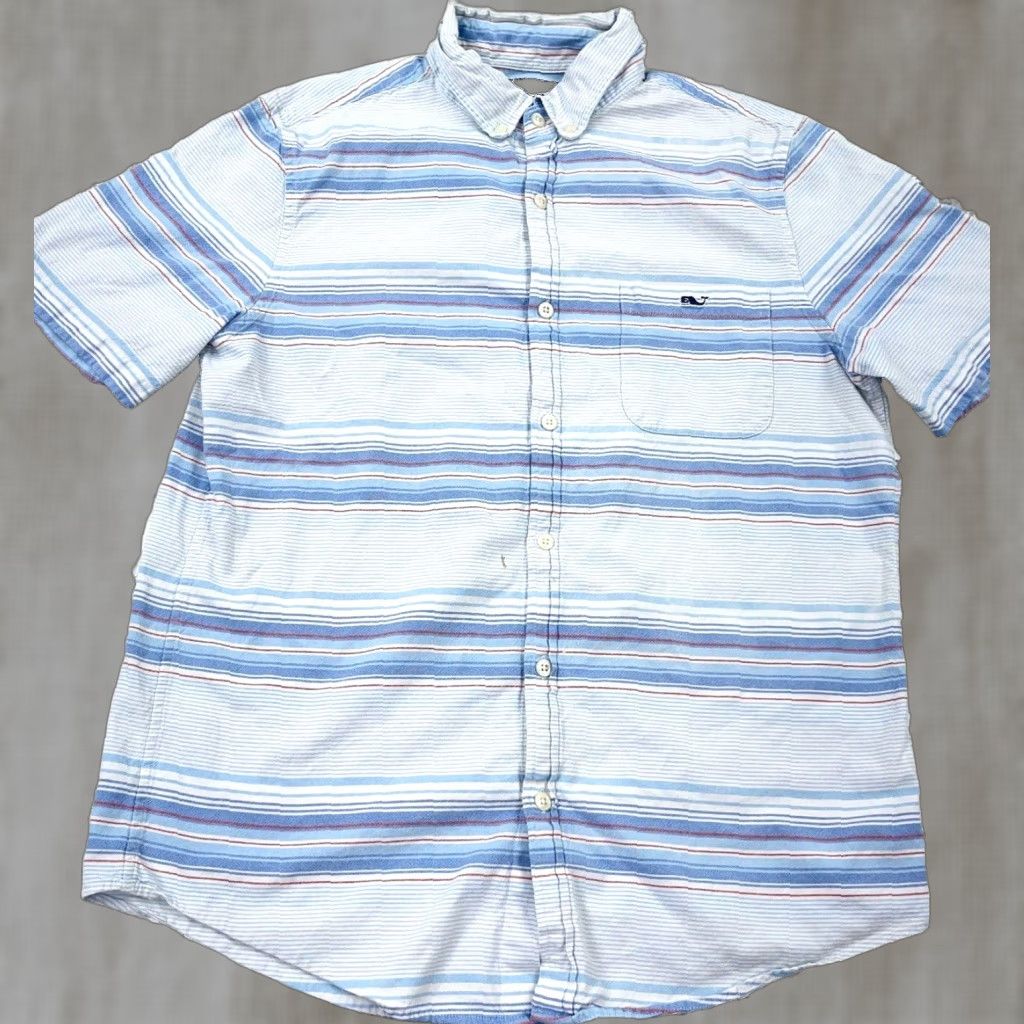 Vineyard Vines VINEYARD VINES Shirt Men Medium Blue Button Up Slim Fit Tucker Dress Camp A29* Size 40R - 1 Thumbnail