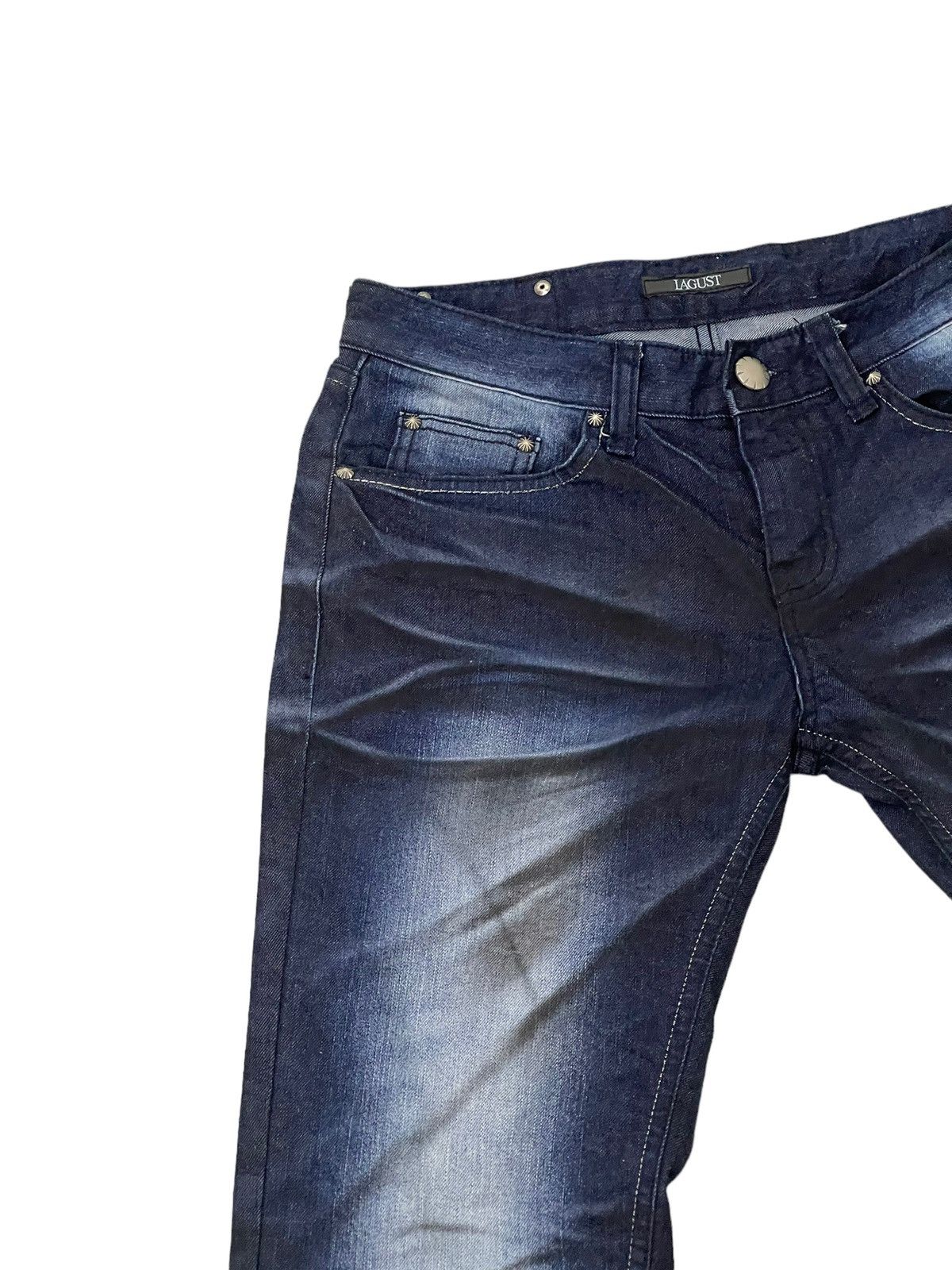 Japanese Brand Slim Jeans Lagust Faded Honeycomb Stretch 8🟦3 Size US 29 - 17 Thumbnail