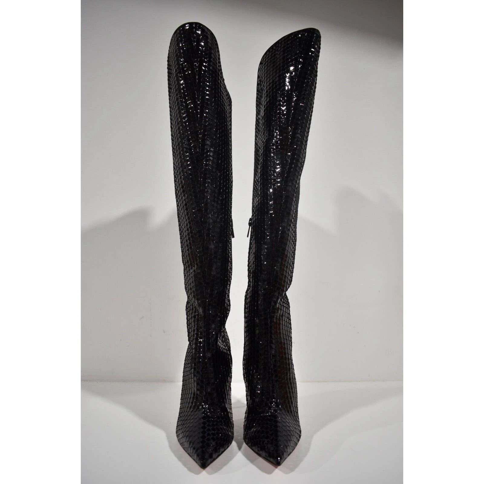 Christian Louboutin Christian Louboutin Alta Botta 100 Black Patent Bird Knee Size US 7.5 / IT 37.5 - 6 Thumbnail