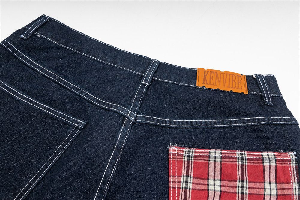 Japanese Brand × Jean Men's trendy loose contrast plaid straight jeans Size US 32 / EU 48 - 6 Thumbnail