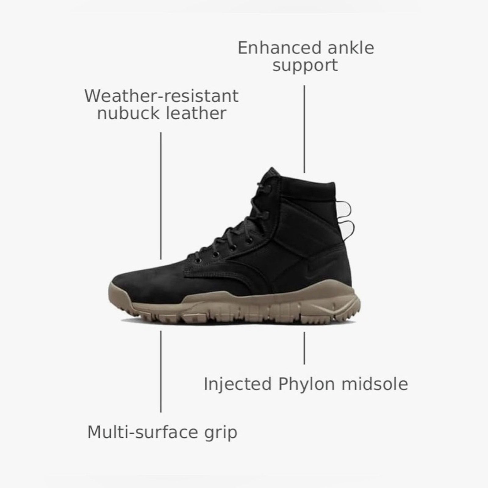 Nike NIKE Sfb 6' Leather Black Light Taupe HIGH TOP SNEAKER BOOT Size US 7.5 / EU 40-41 - 2 Thumbnail