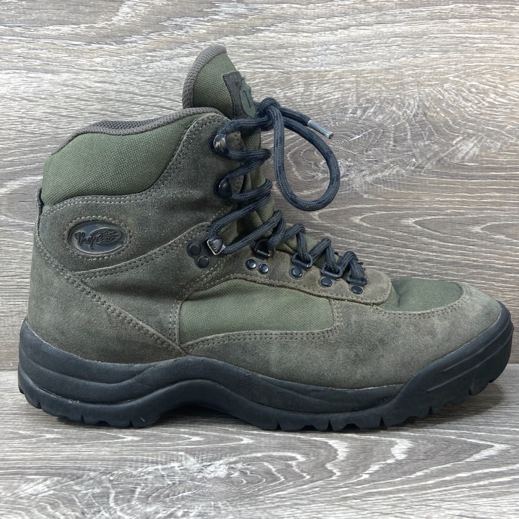 Vasque VINTAGE Vasque Green Gray Suede Leather Canvas Lace Up Hiking Boots Size 10.5 Mens Boots Green Gray 90s Vasque Hiking Boots Size US 10 / EU 43 - 2 Thumbnail