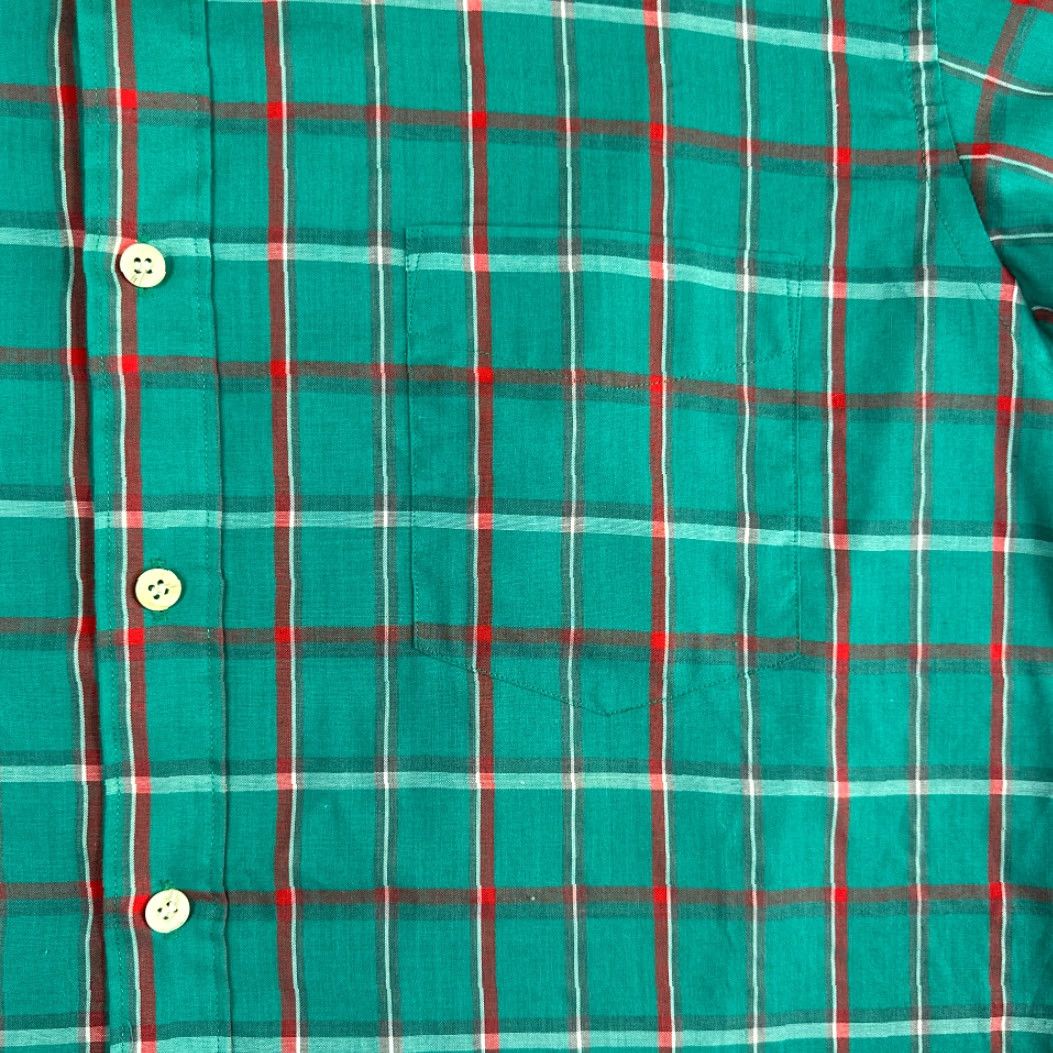Vintage VINTAGE Manhattan Shirt Adult MEDIUM Green Plaid Button-Down Natural USA 80s Manhattan Mens Shirt Size US M / EU 48-50 / 2 - 3 Thumbnail