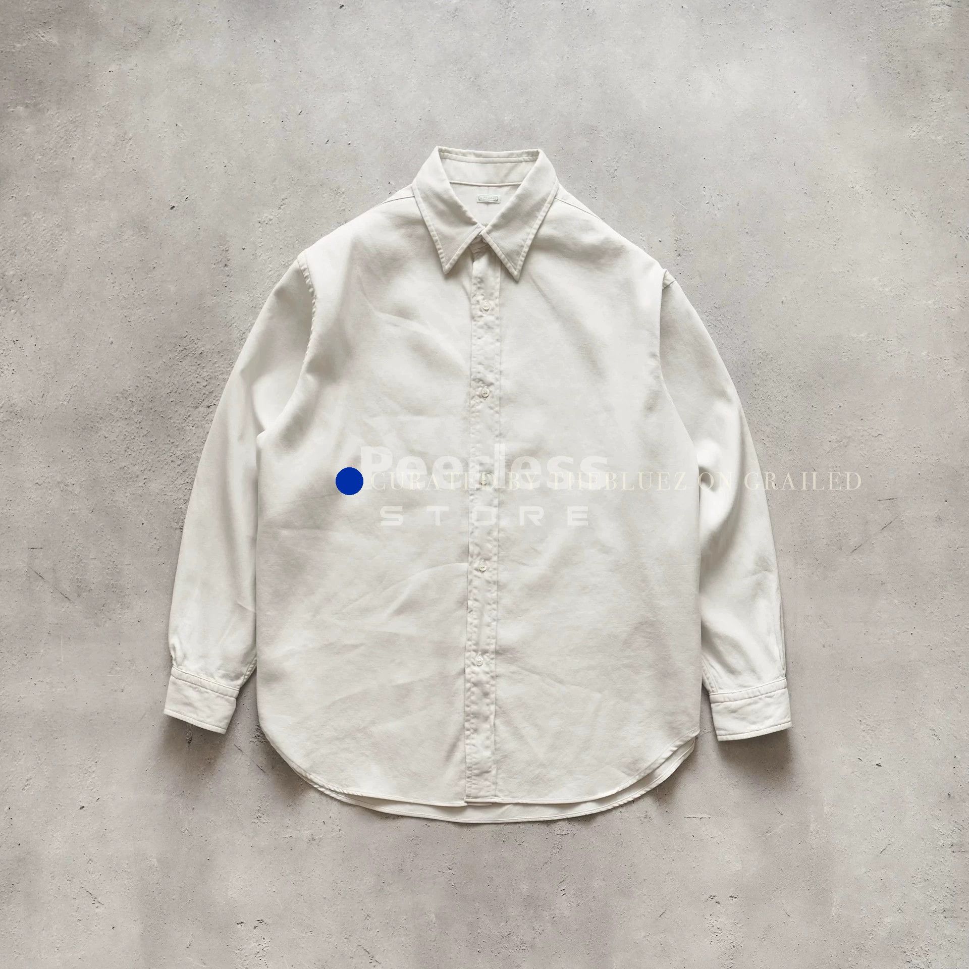 A.PRESSE Double Weave Twill Shirt in Pale Gray/White Size US M / EU 48-50 / 2 - 1 Thumbnail