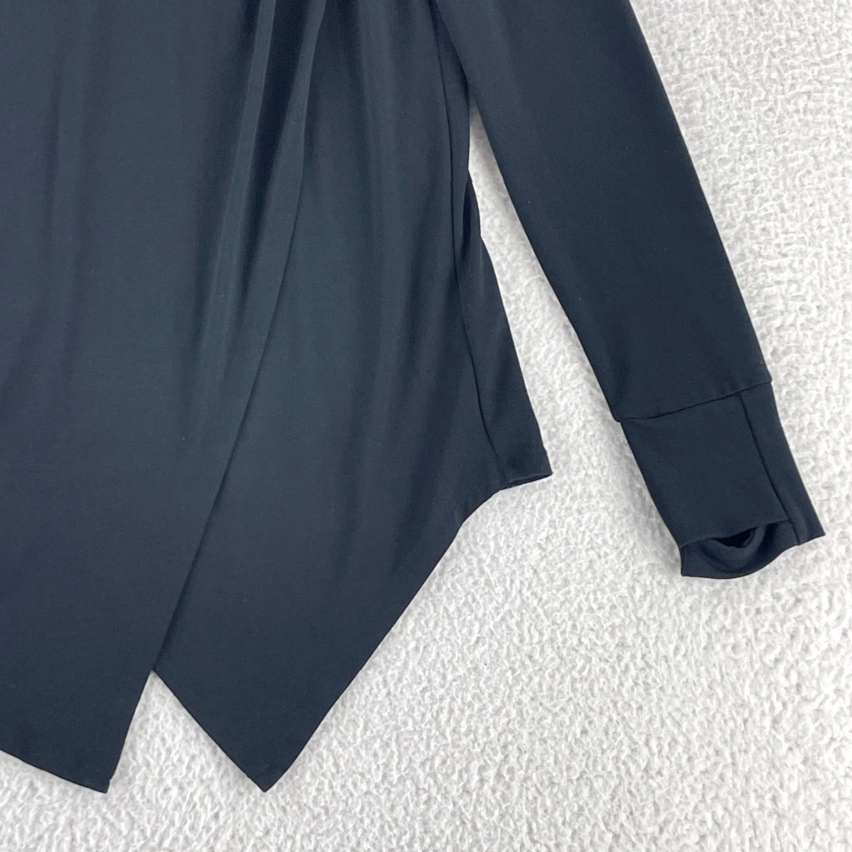 Vintage Betabrand Shirt Womens Medium Solid Black Long Sleeve Faux Wrap Stretch Casual Size M / US 6-8 / IT 42-44 - 3 Thumbnail