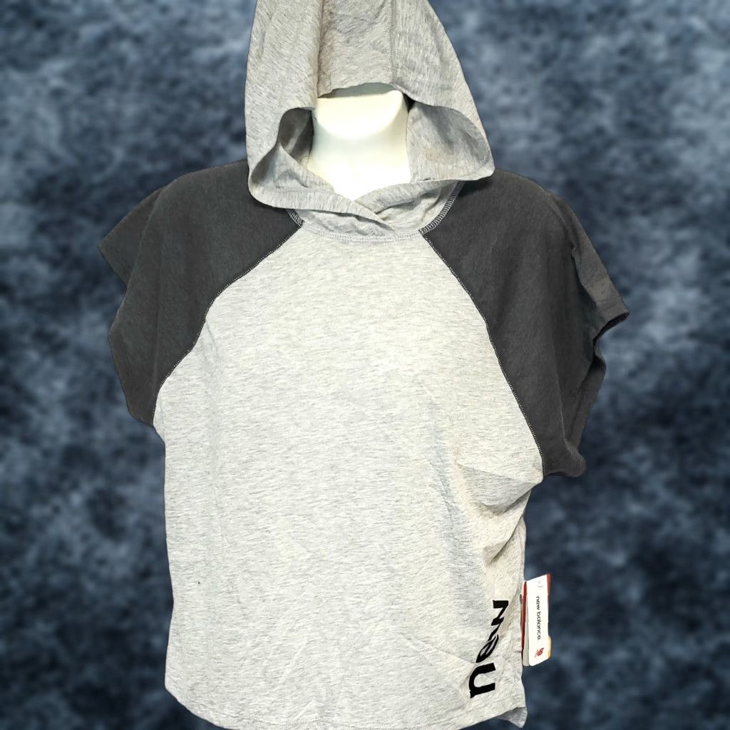 New Balance Womens New Balance WT91153 Grey Heathertech Crop Top Hooded Short Sleeve Athletic Shirt Size S / US 4 / IT 40 - 1 Thumbnail