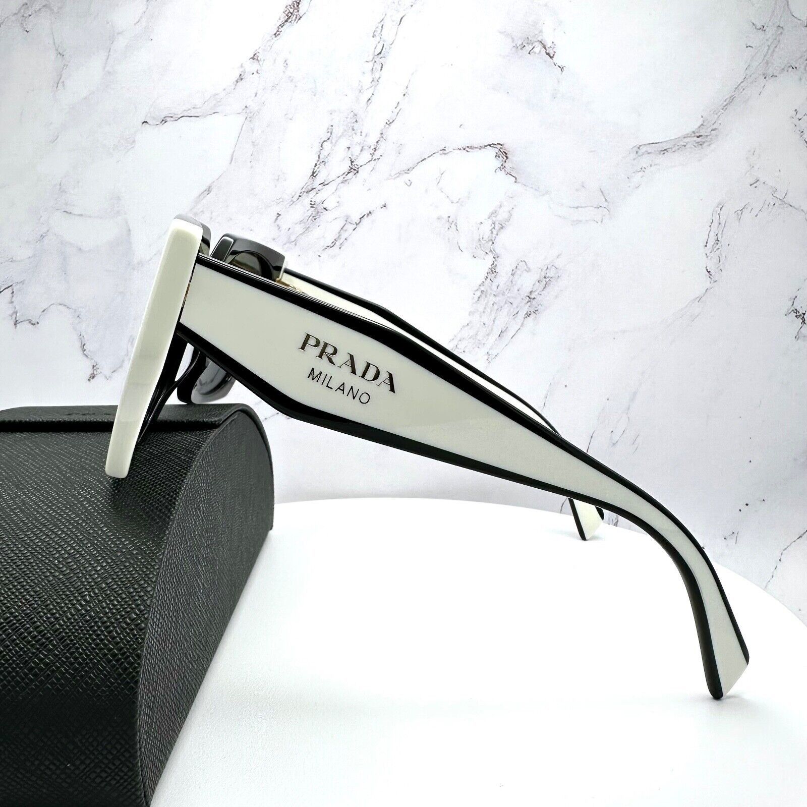 Prada New Prada Sunglasses Womens Black White Symbole Logo Size ONE SIZE - 11 Thumbnail