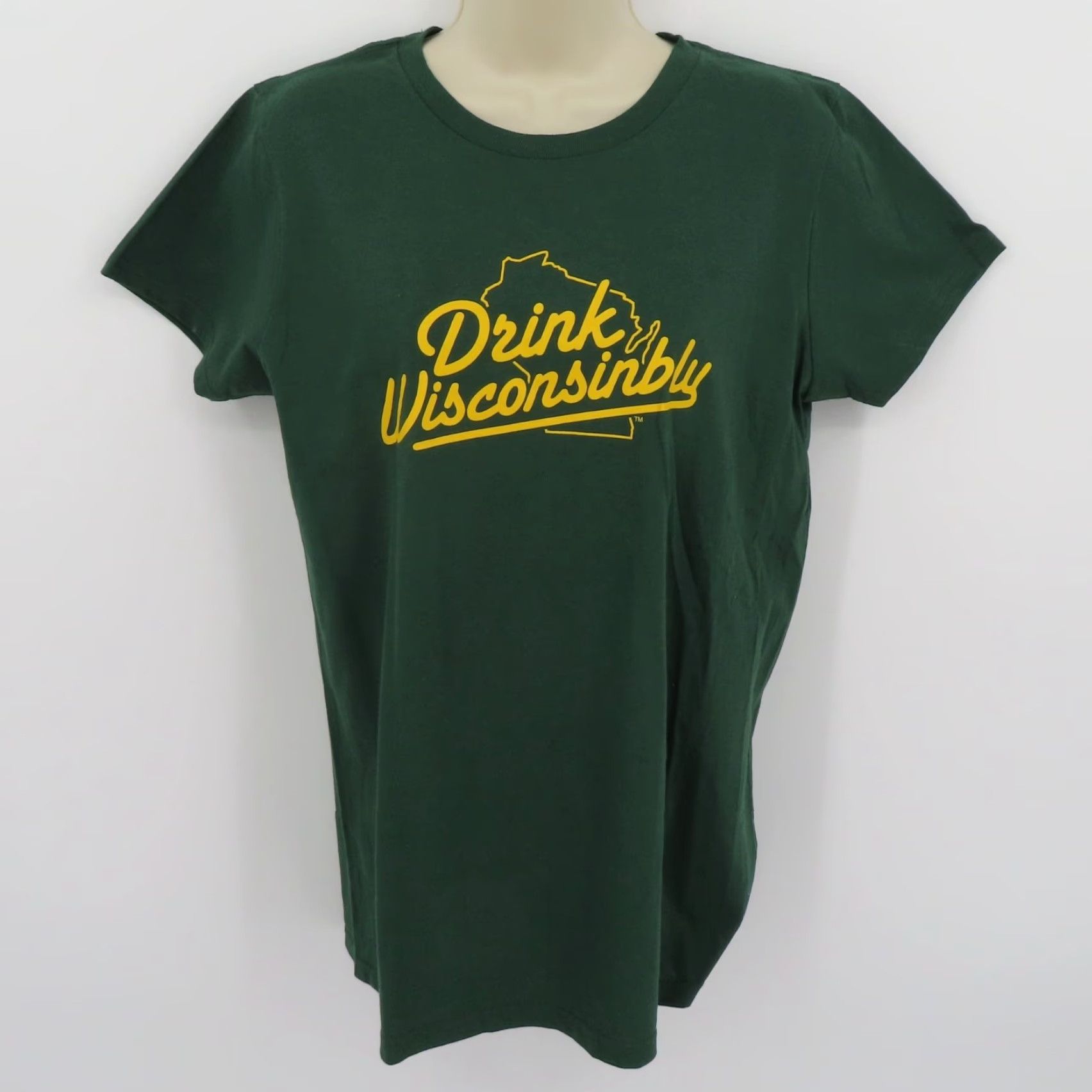 Vintage Drink Wisconsinbly Womens Large Green Crew Neck Short Sleeve T Shirt NEW Size L / US 10 / IT 46 - 6 Thumbnail