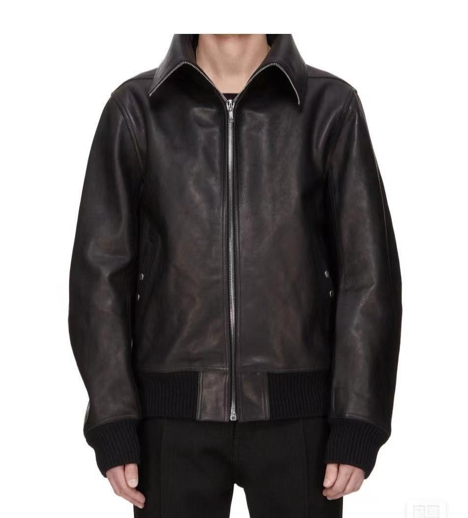 Rick Owens Rick Owens Black Stand Collar Bomber Leather Jacket Size US M / EU 48-50 / 2 - 1 Thumbnail