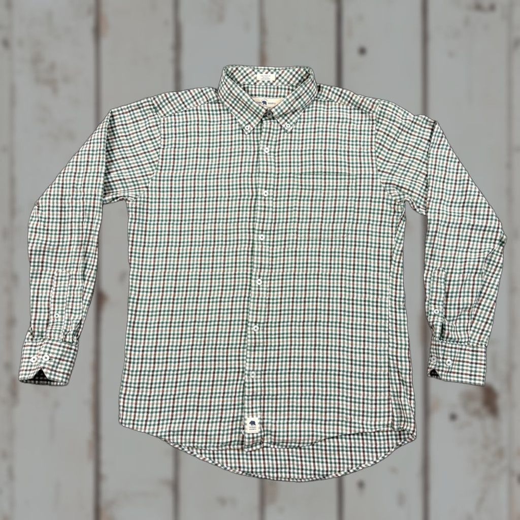 Vintage Onward Reserve Shirt Mens L Green Plaid Cotton Flannel Long Sleeve Tailored Fit Size US L / EU 52-54 / 3 - 1 Thumbnail