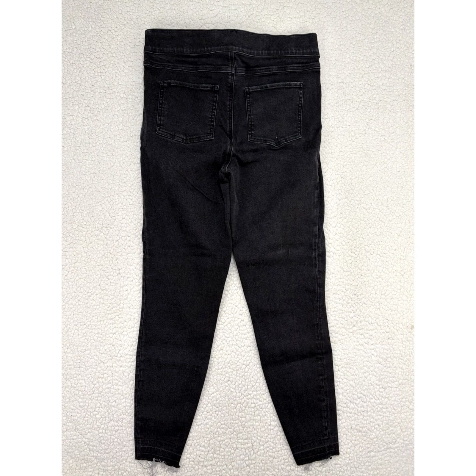 Spanx Spanx Jeans Womens L Black Distressed Ankle High Rise Raw Hem Stretch Skinny Denim Trousers Slimming Shaping Size 36" / US 14 / IT 50 - 6 Thumbnail