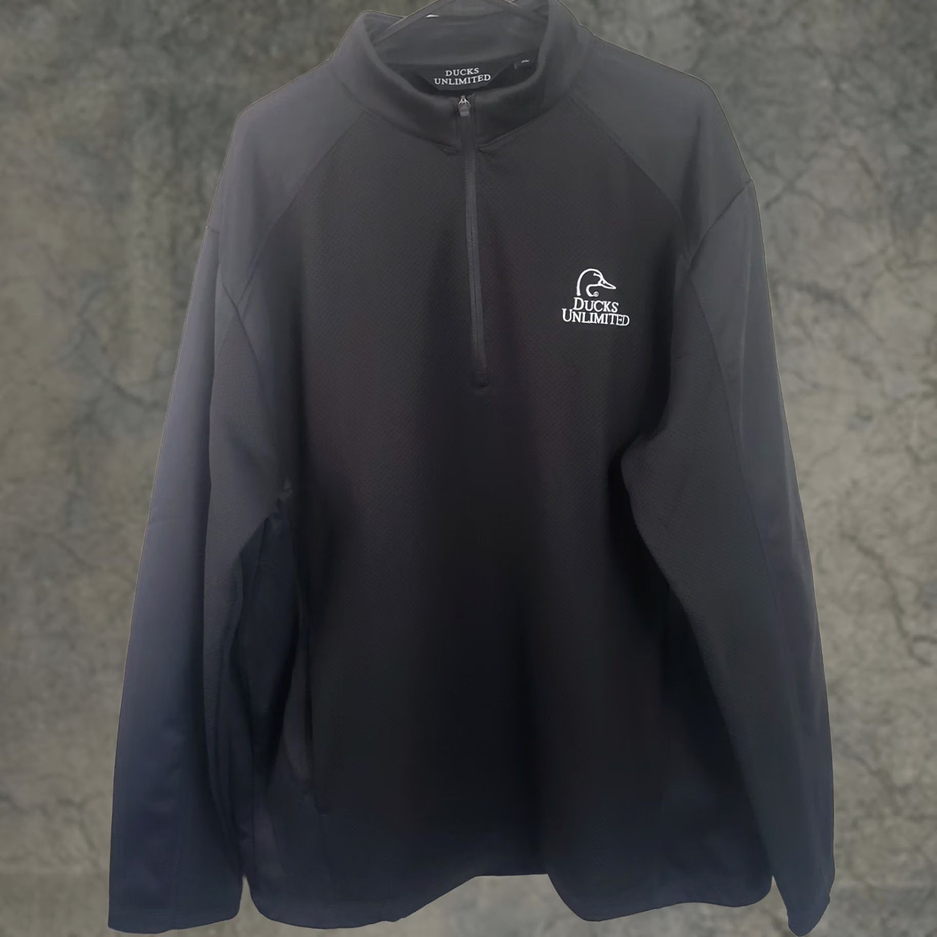 B Sides Ducks Unlimited Men's XL Full Zip Jacket Black Neoprene Like Sides Pockets Size US XL / EU 56 / 4 - 1 Thumbnail